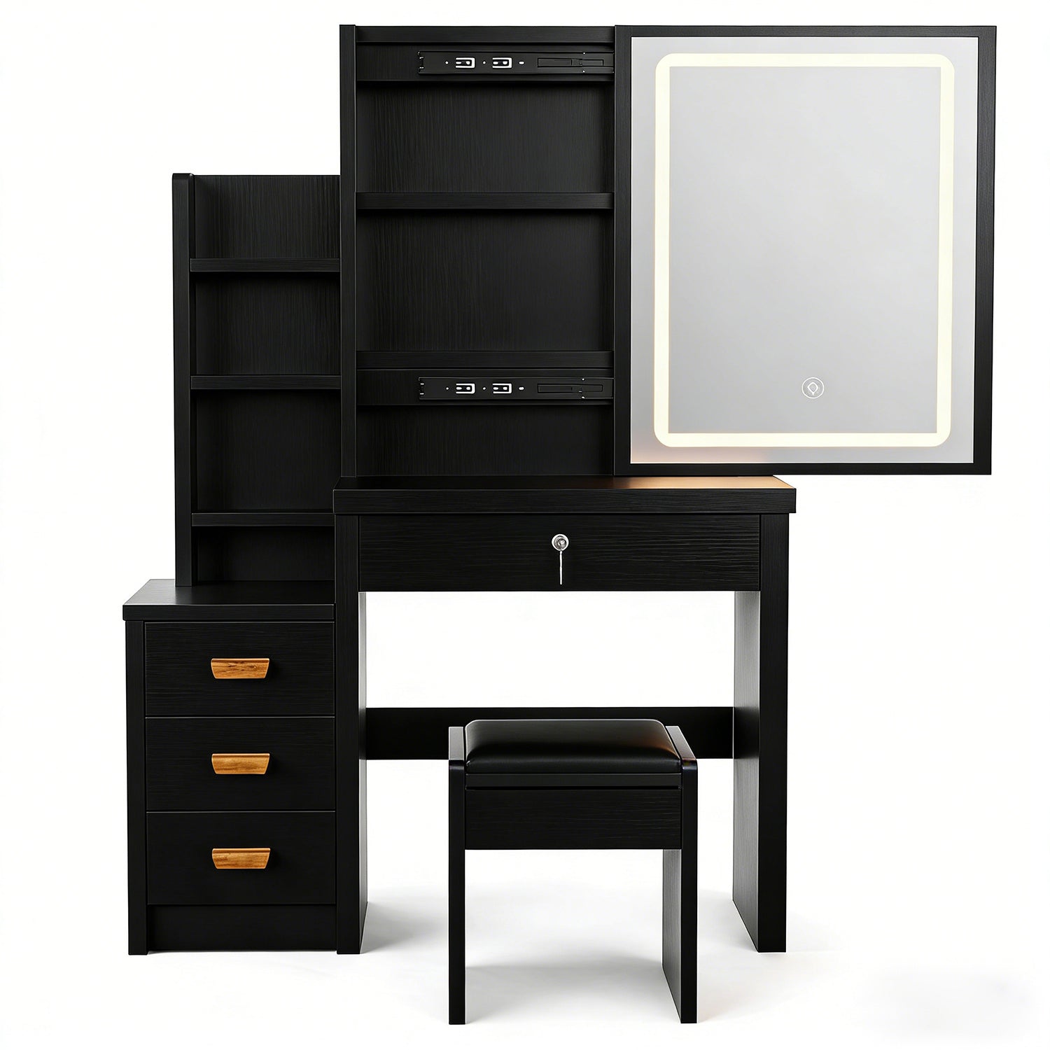 Vanity Desk with Mirror,with LED Lights and Adjustable Brightness