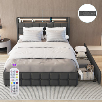 OYAJIA Double side drawers bed frame