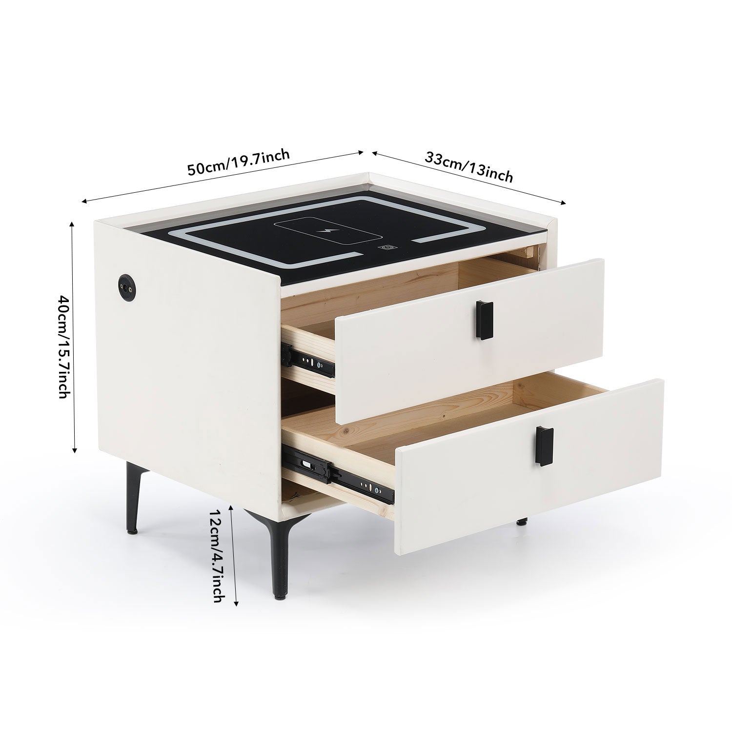 Bedside Table with Wireless Charging Function for Phones,