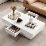 OYAJIA Modern Coffee Table with Two Drawers and Open Storage
