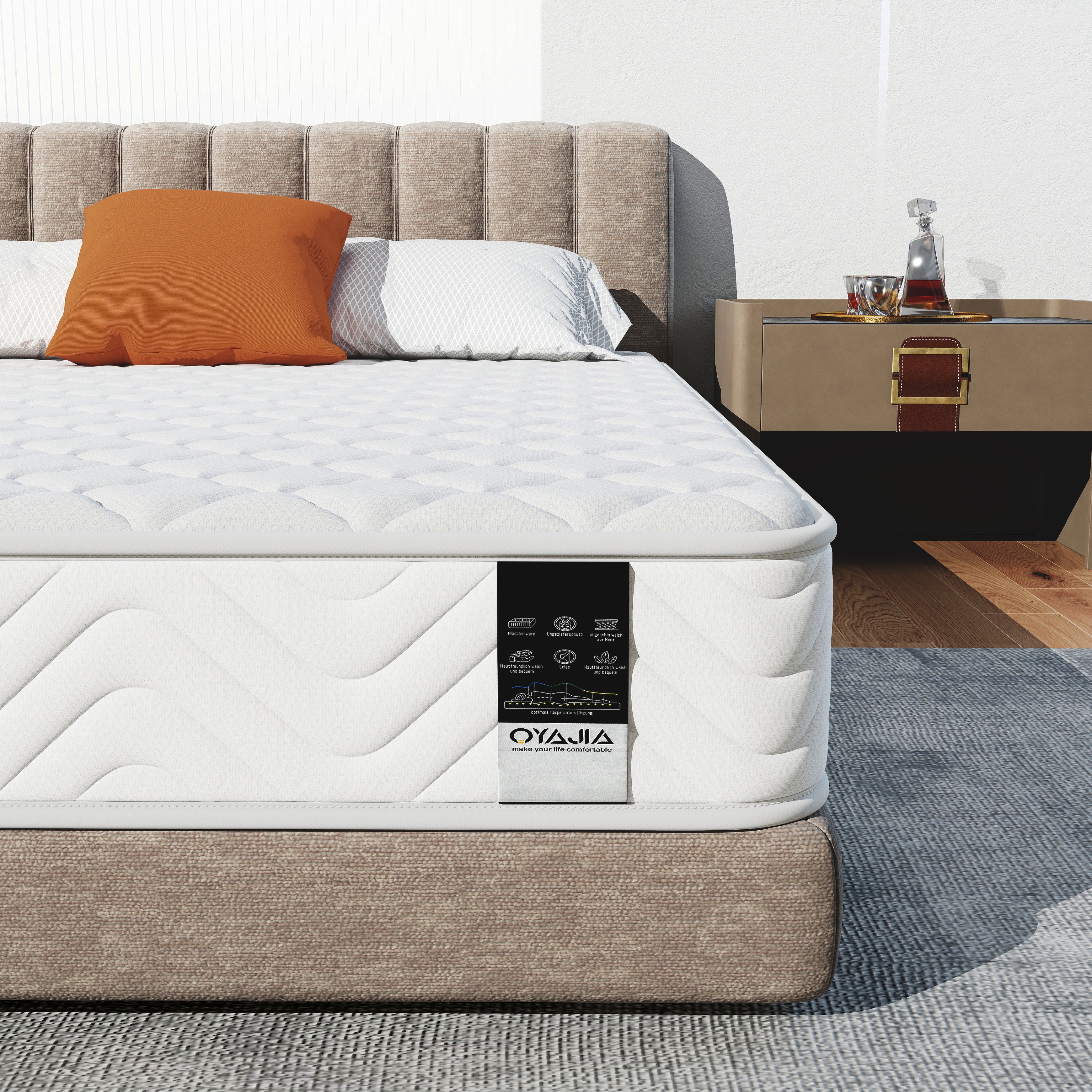 Pocket sprung mattress, 10 layers of high-quality material, 7 zones