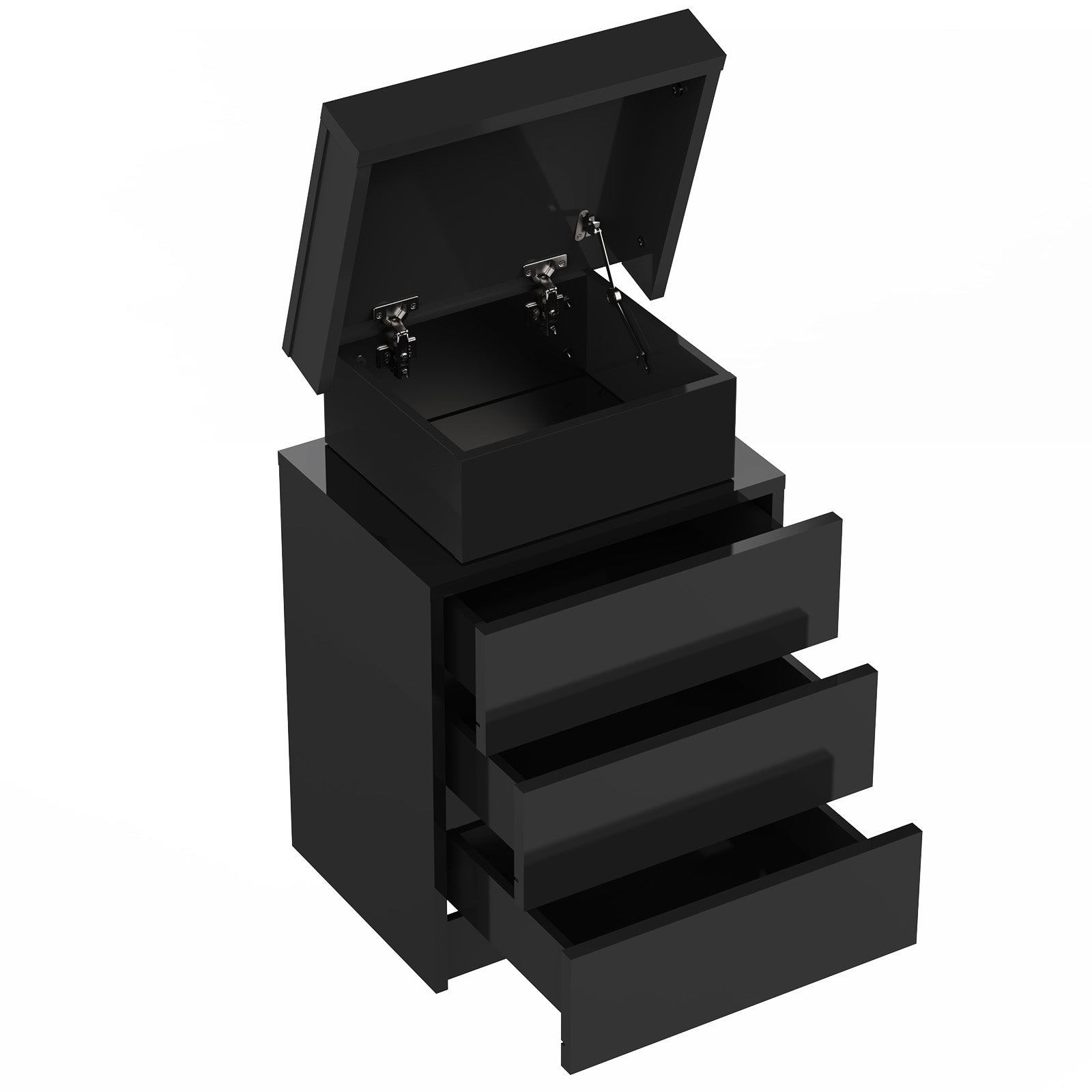 High Gloss 2/3 Drawer Bedside Table Cabinet LED RGB Light Storage Bedside Table