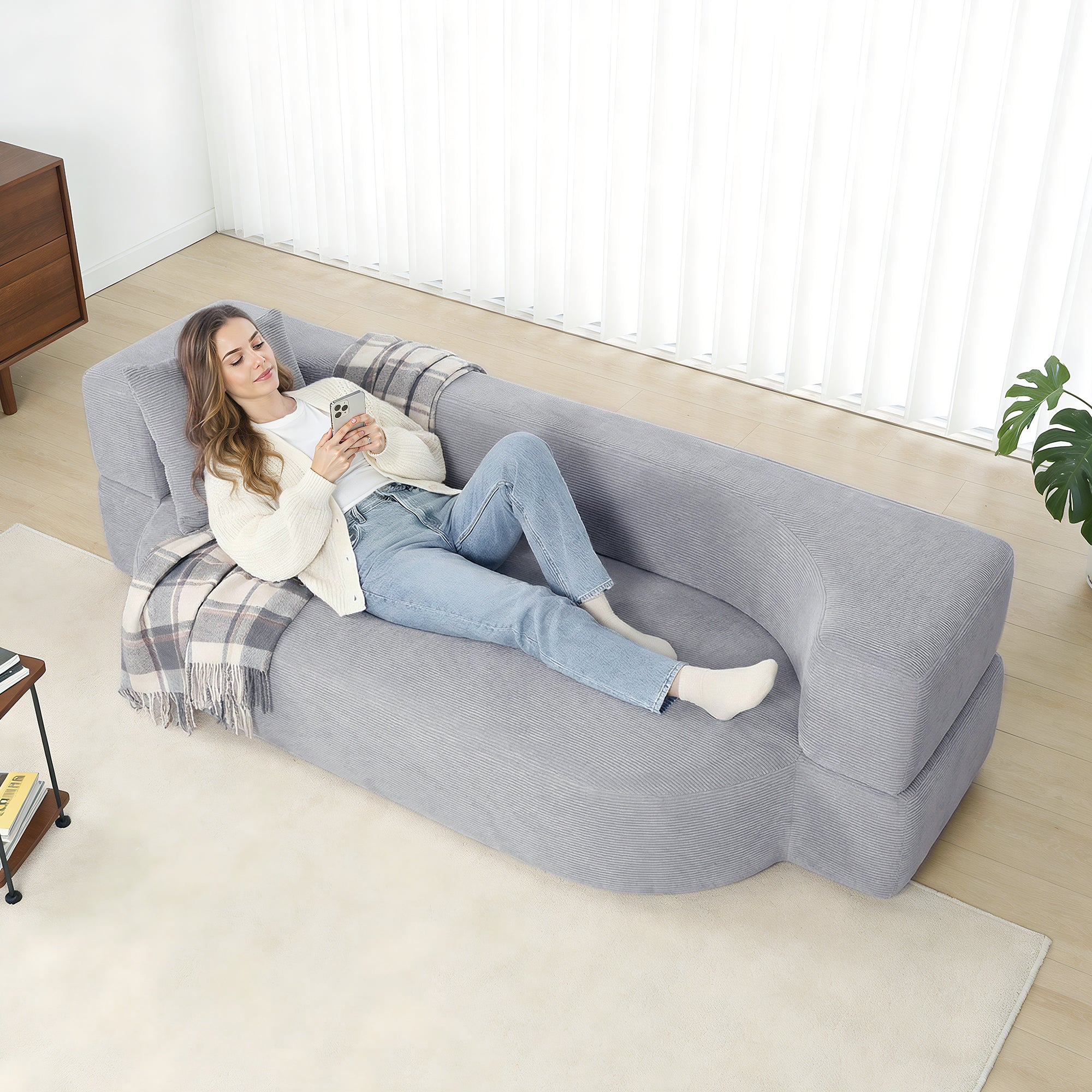 OYAJIA Foldable Sofa Bed with Two Pillows, 193 x 81 cm