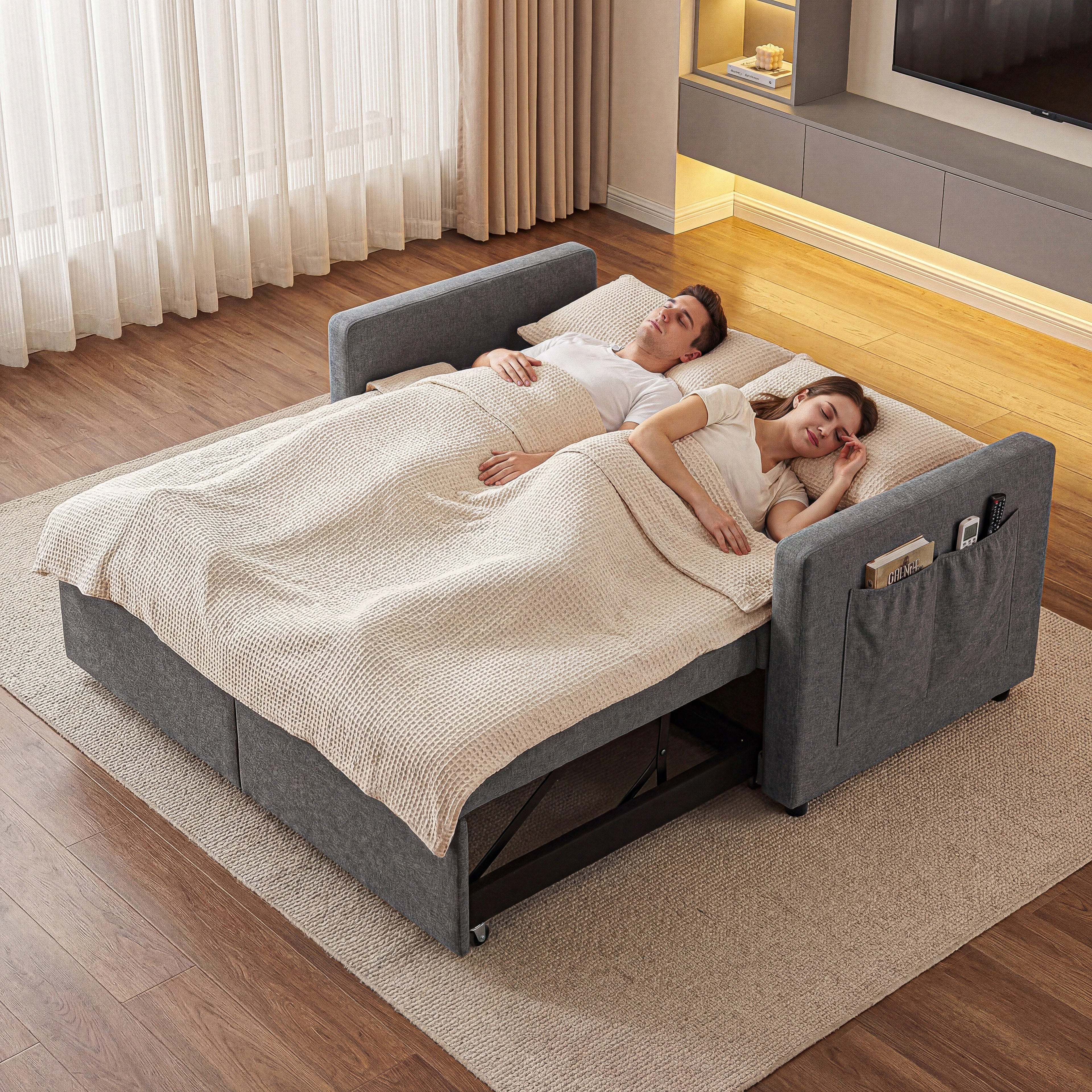 OYAJIA 3-in-1 Convertible Sofa Bed for Two with Adjustable Backrest