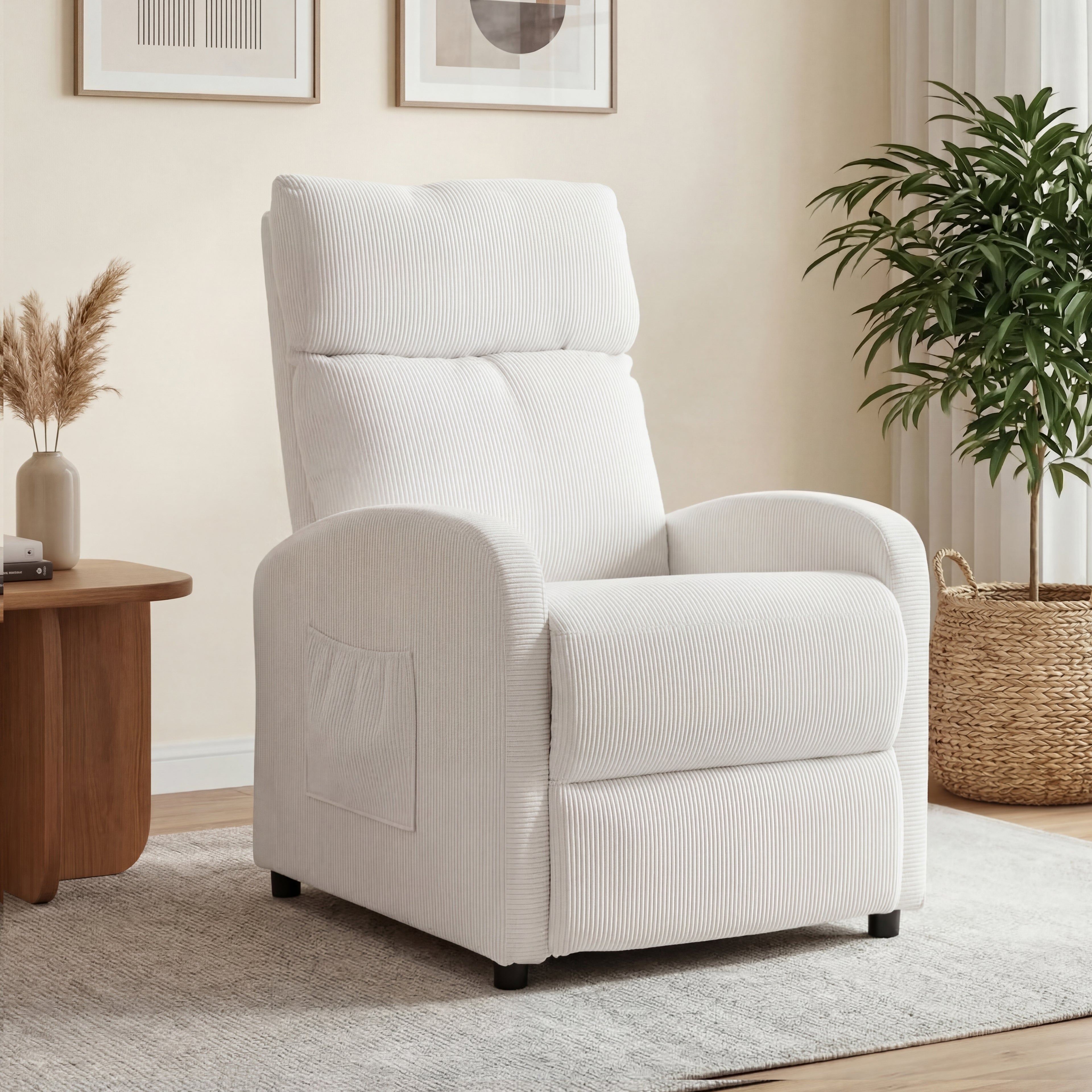 OYAJIA Ergonomic Reclining Lounge Chair with Adjustable Backrest and Side Pocket