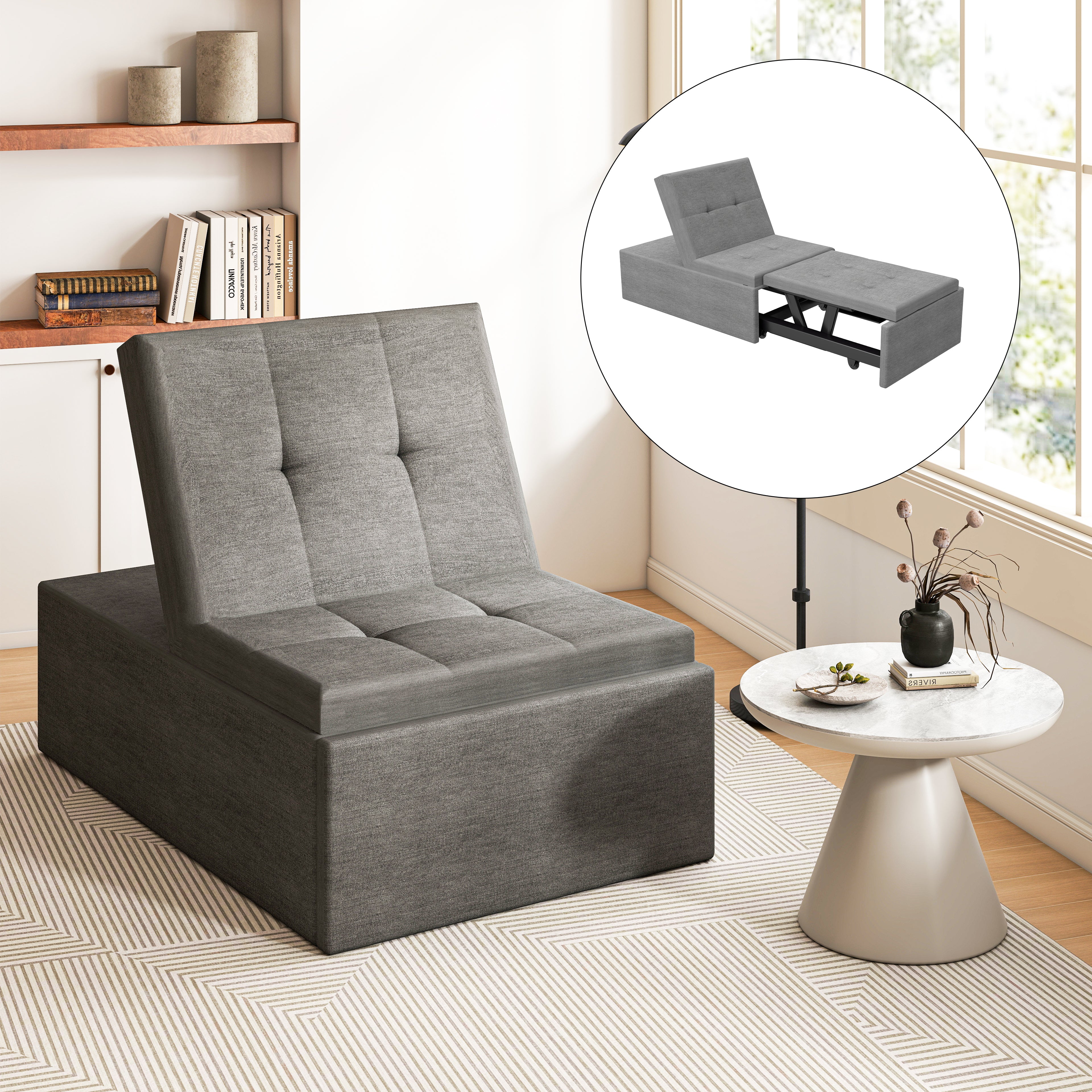 OYAJIA 3-in-1 Convertible Sofa Bed with Adjustable Backrest
