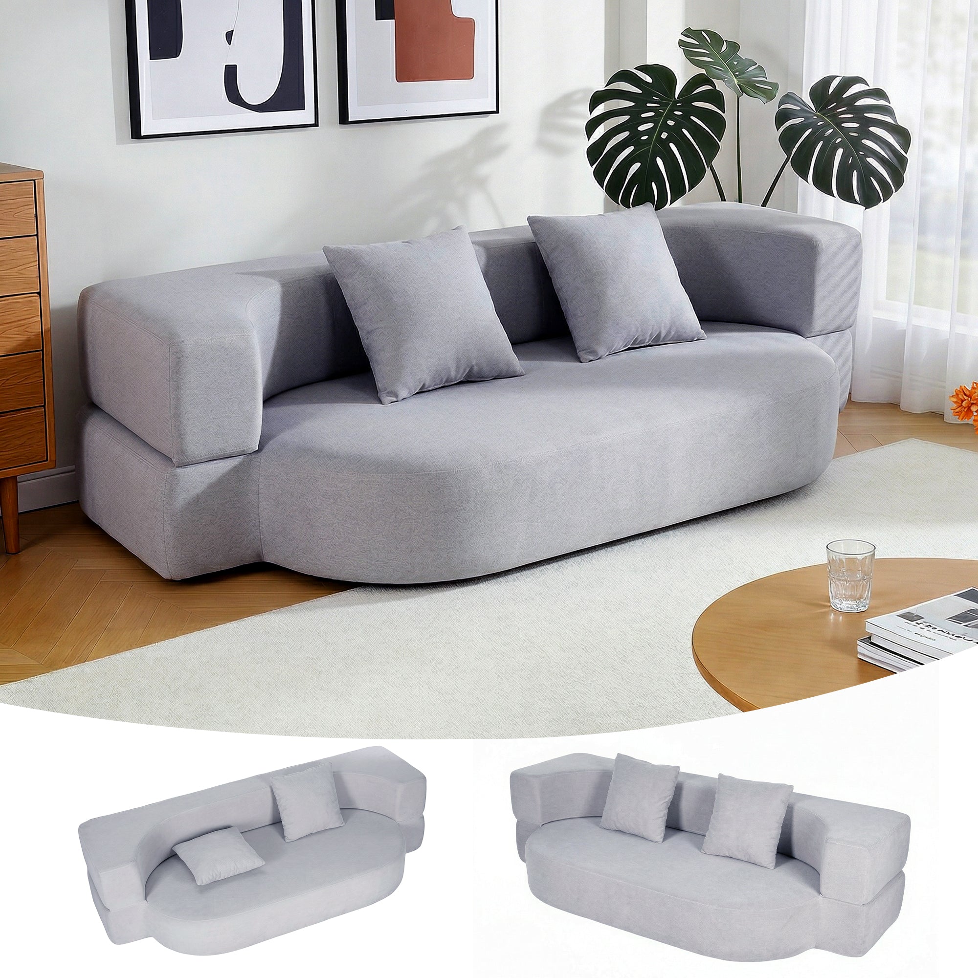 OYAJIA Klappbares Schlafsofa mit zwei Kissen, 193 x 81 cm