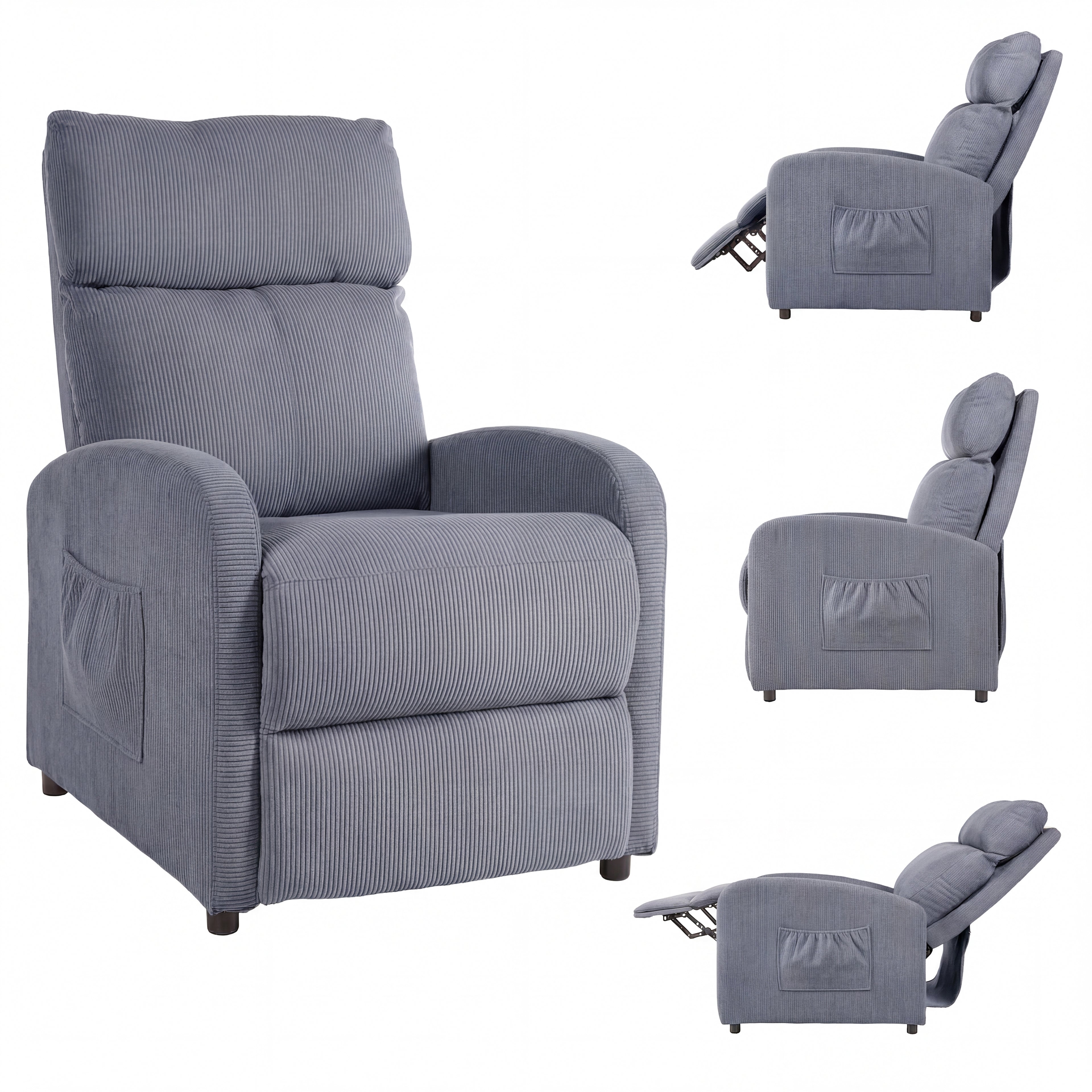 OYAJIA Ergonomic Reclining Lounge Chair with Adjustable Backrest and Side Pocket