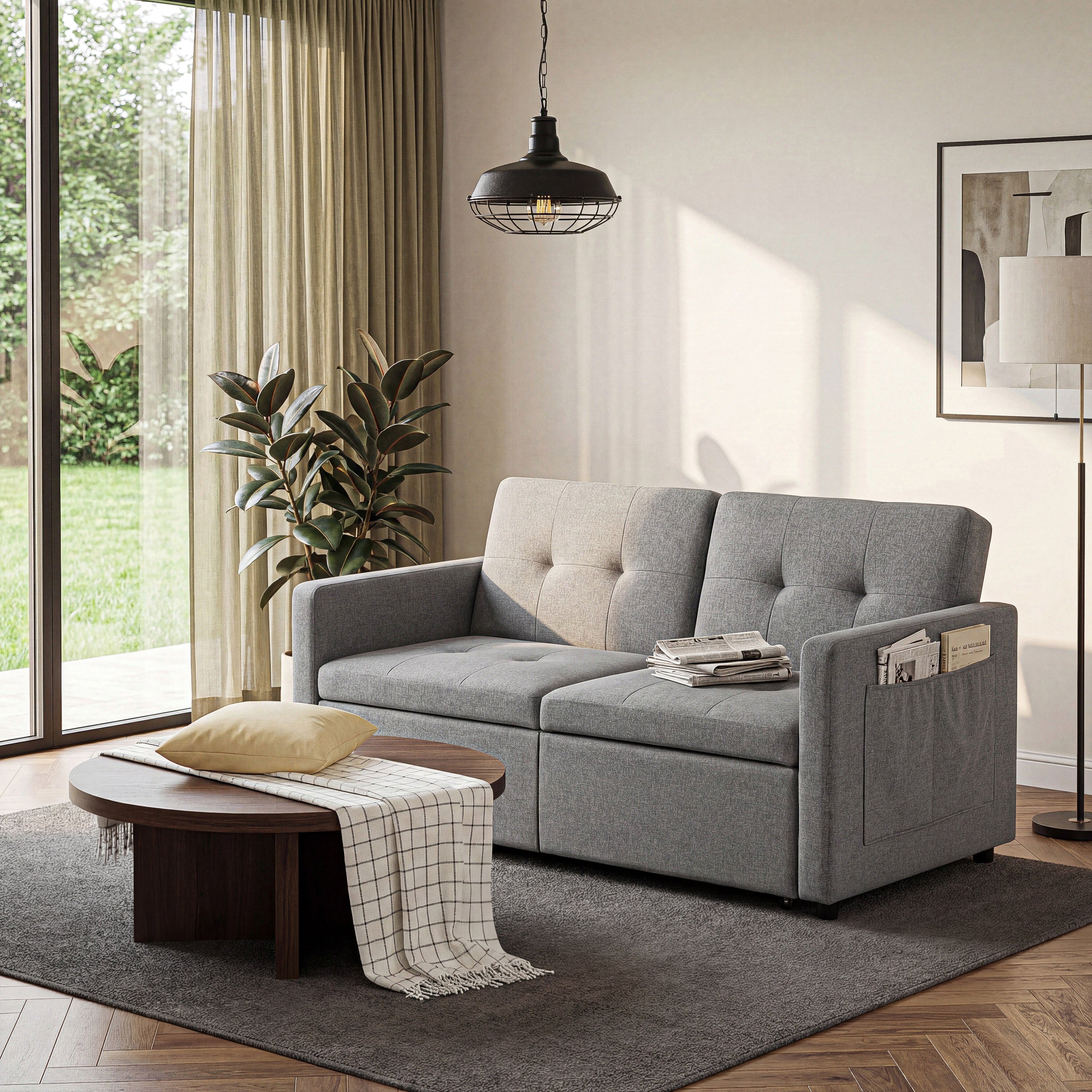 OYAJIA 3-in-1 Convertible Sofa Bed for Two with Adjustable Backrest