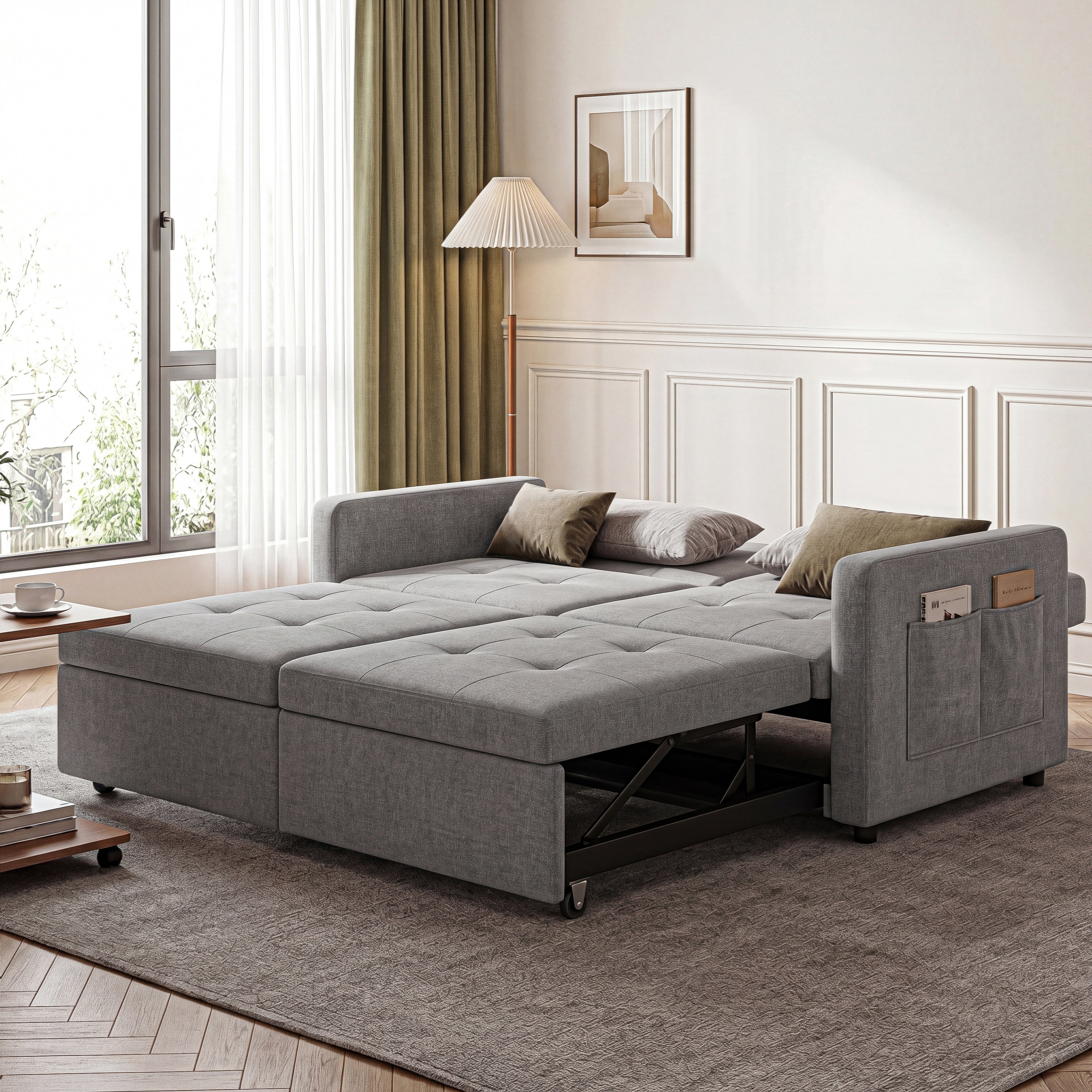 OYAJIA 3-in-1 Convertible Sofa Bed for Two with Adjustable Backrest