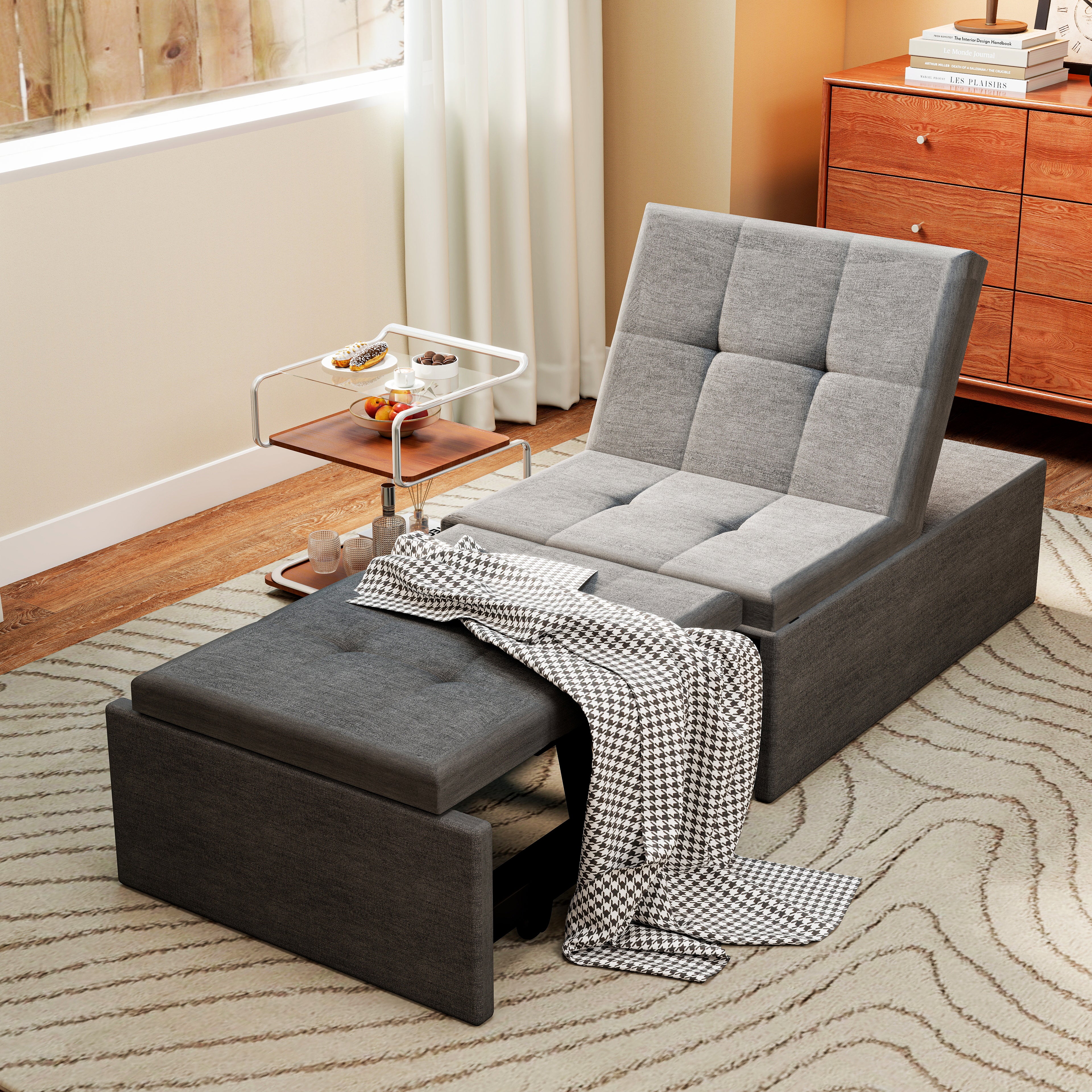 OYAJIA 3-in-1 Convertible Sofa Bed with Adjustable Backrest