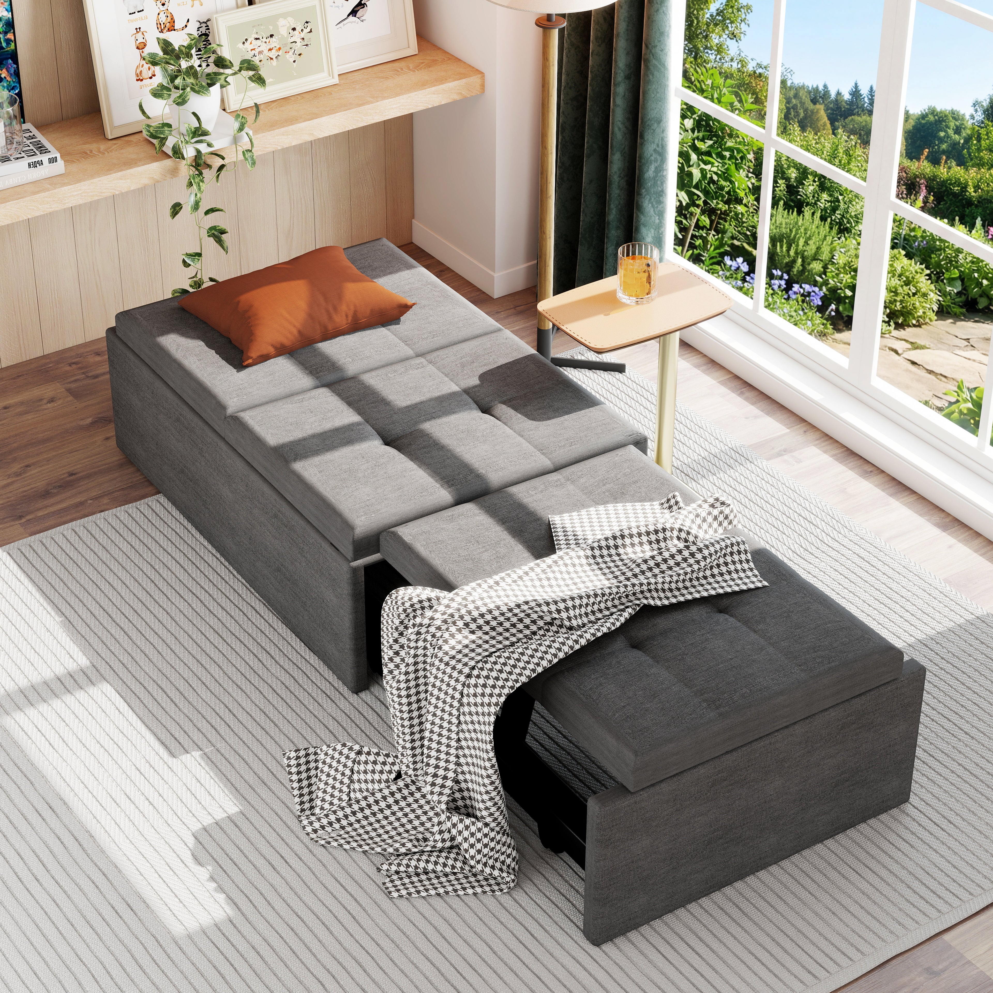 OYAJIA 3-in-1 Convertible Sofa Bed with Adjustable Backrest