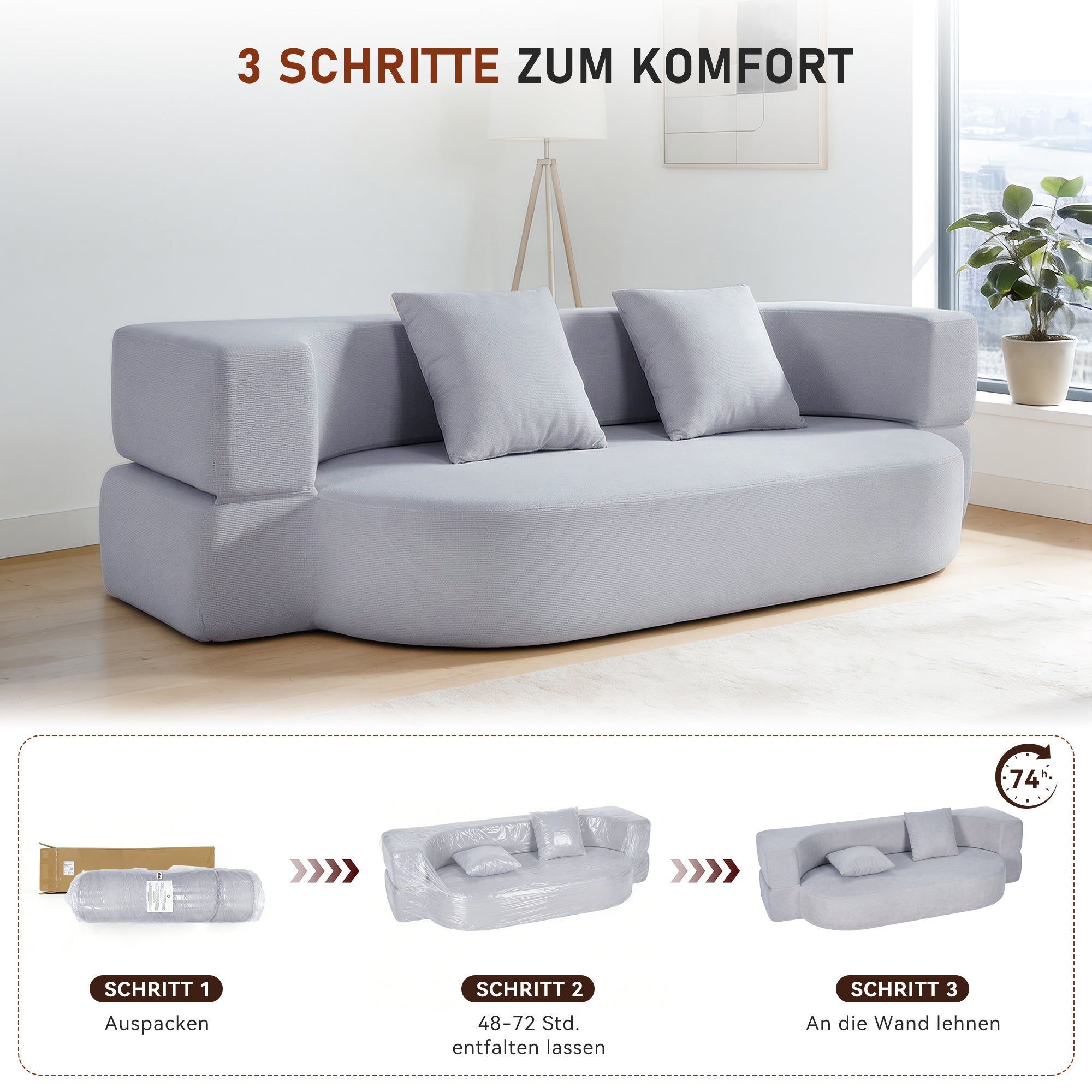 OYAJIA Klappbares Schlafsofa mit zwei Kissen, 193 x 81 cm