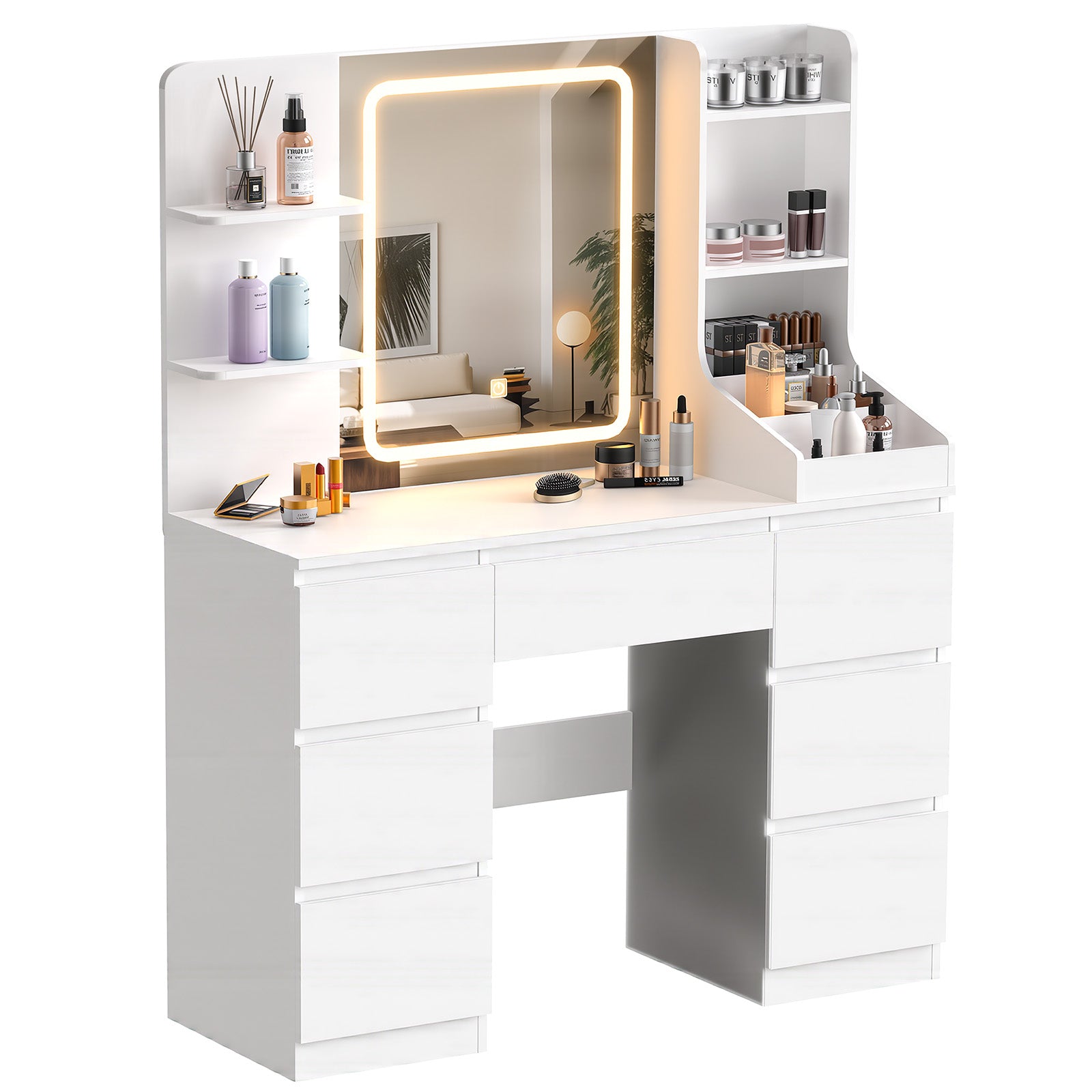 OYAJIA Vanity Dressing Table with Mirror and Storage Drawers