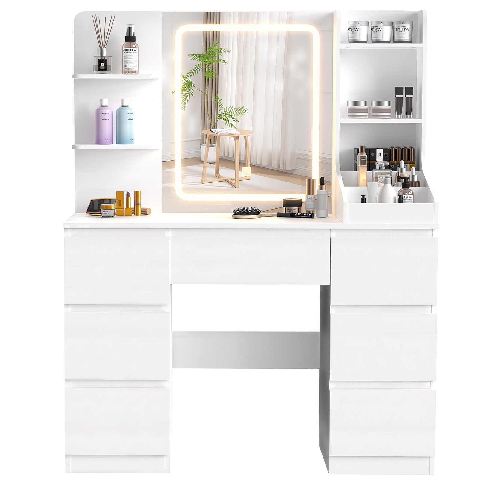OYAJIA Vanity Dressing Table with Mirror and Storage Drawers