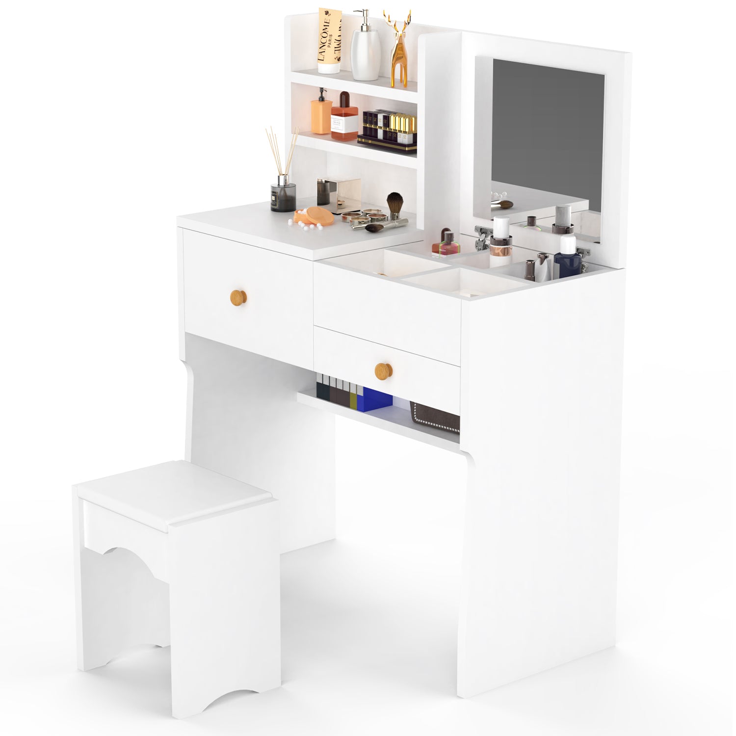 OYAJIA Bedroom Vanity Dressing Table with Mirror and Storage Drawers