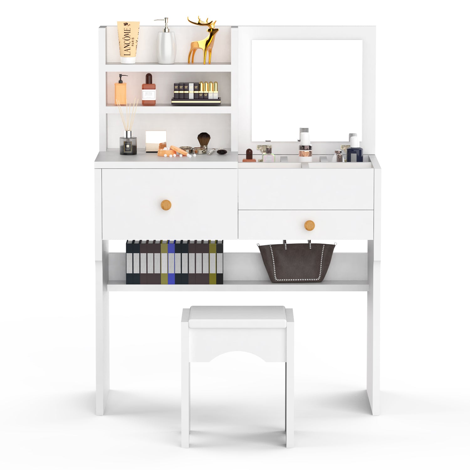 OYAJIA Bedroom Vanity Dressing Table with Mirror and Storage Drawers