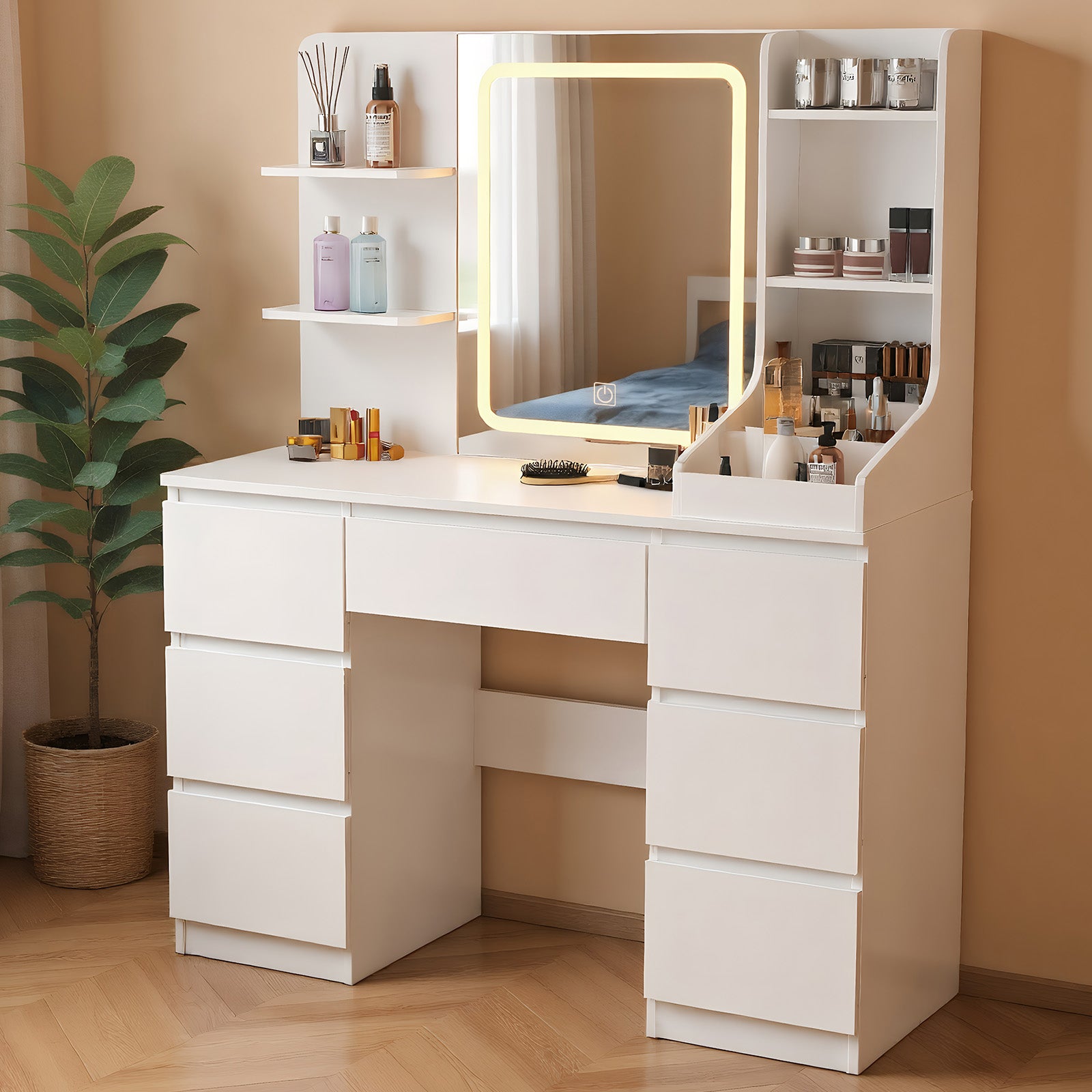 OYAJIA Vanity Dressing Table with Mirror and Storage Drawers
