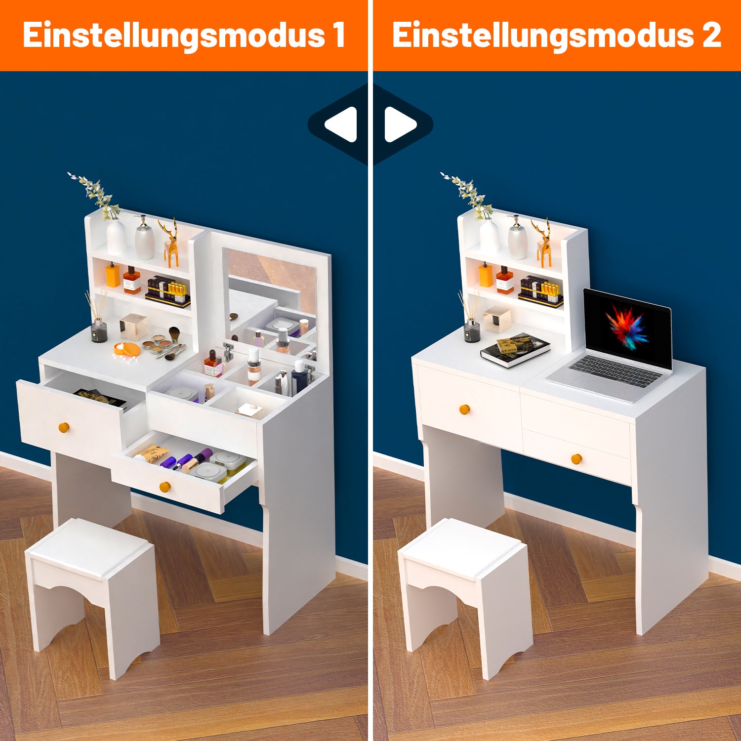 OYAJIA Bedroom Vanity Dressing Table with Mirror and Storage Drawers
