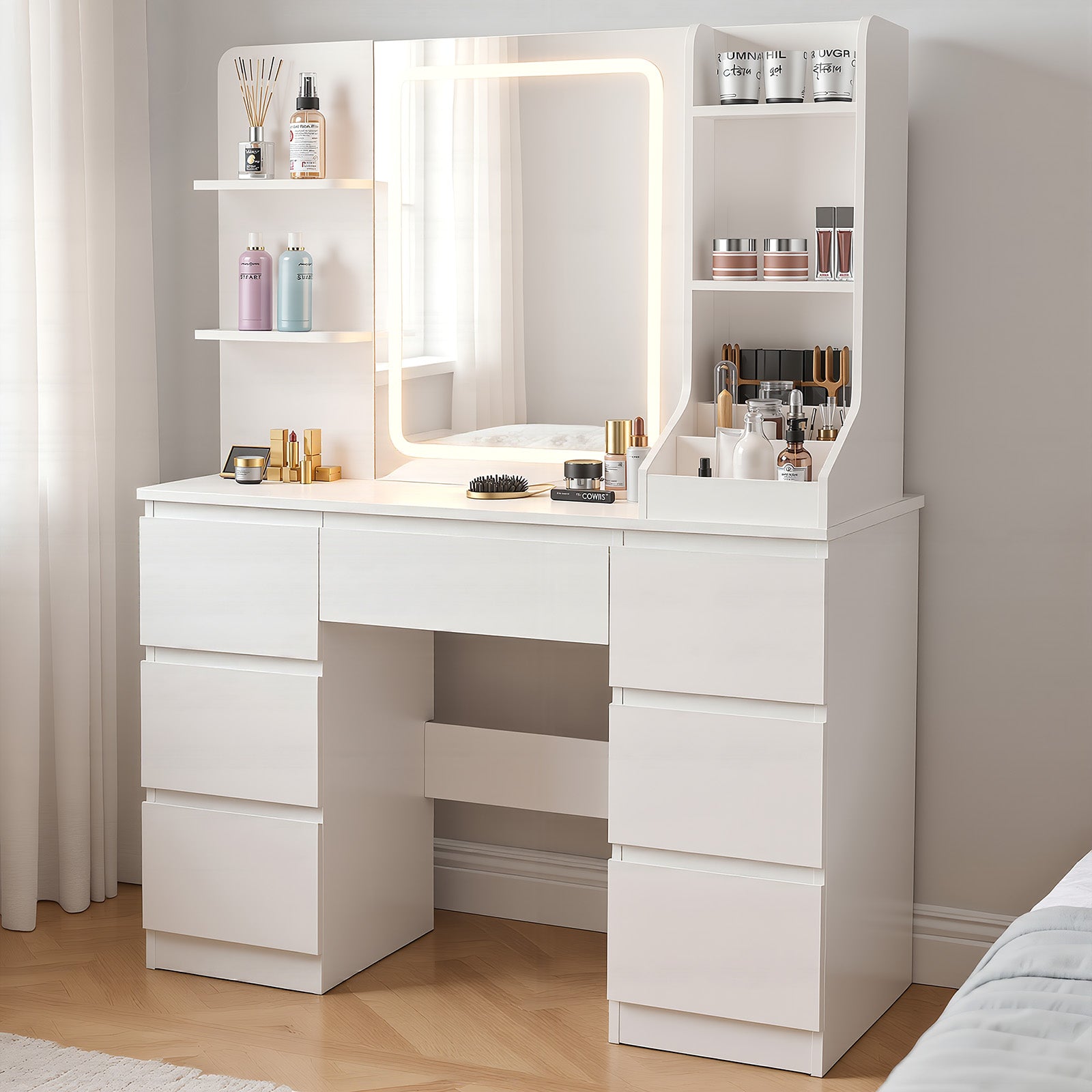 OYAJIA Vanity Dressing Table with Mirror and Storage Drawers