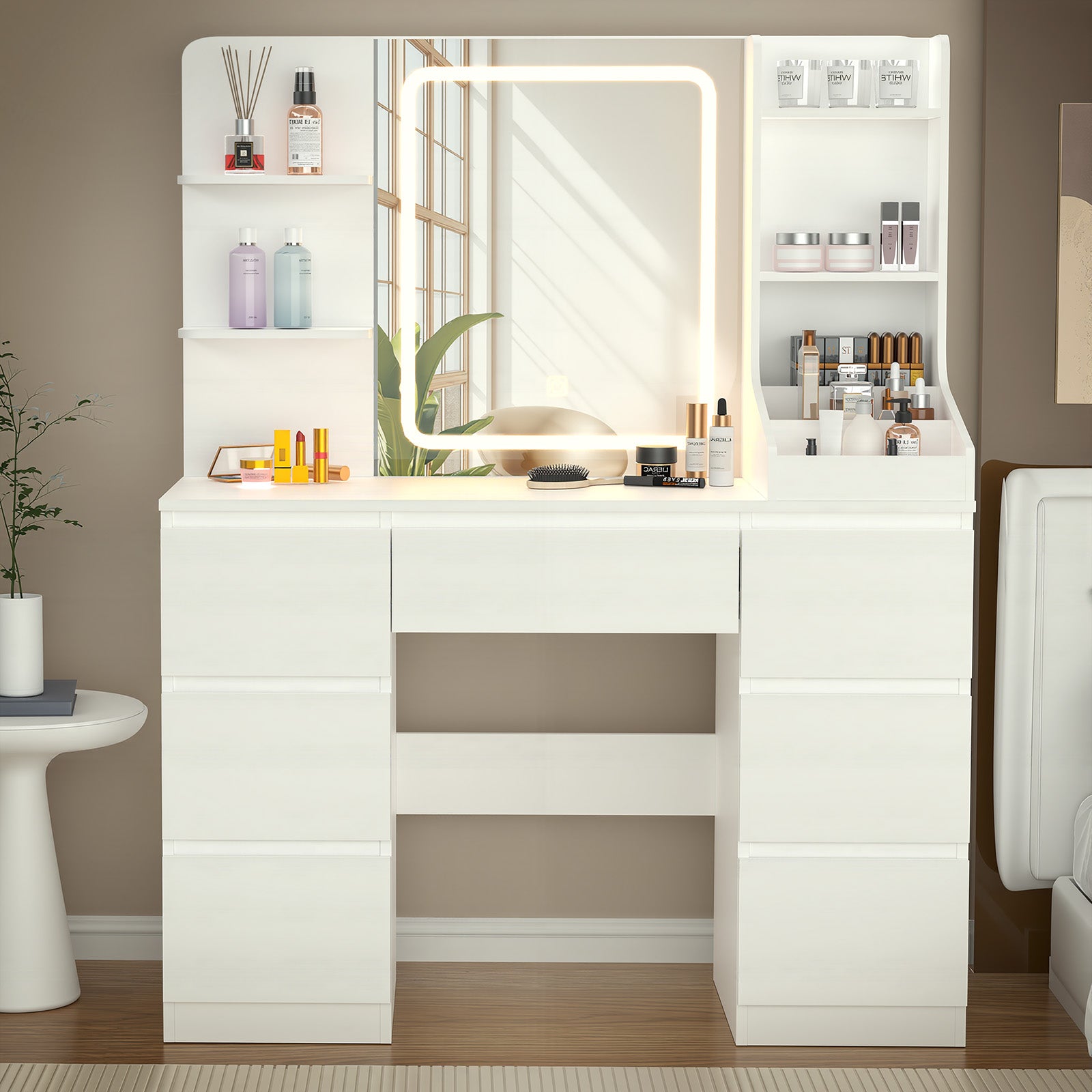 OYAJIA Vanity Dressing Table with Mirror and Storage Drawers