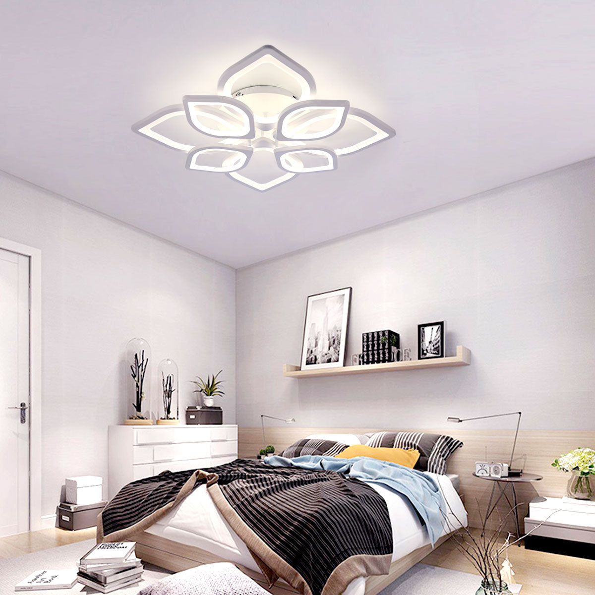 OYAJIA 44W Modern LED Ceiling Light, Dimmable Flower Design with Remote