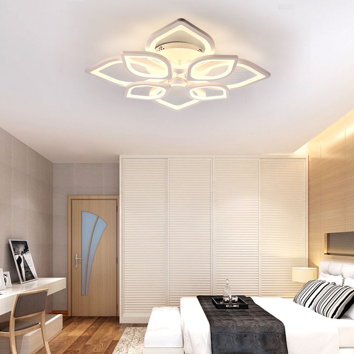 OYAJIA 44W Modern LED Ceiling Light, Dimmable Flower Design with Remote