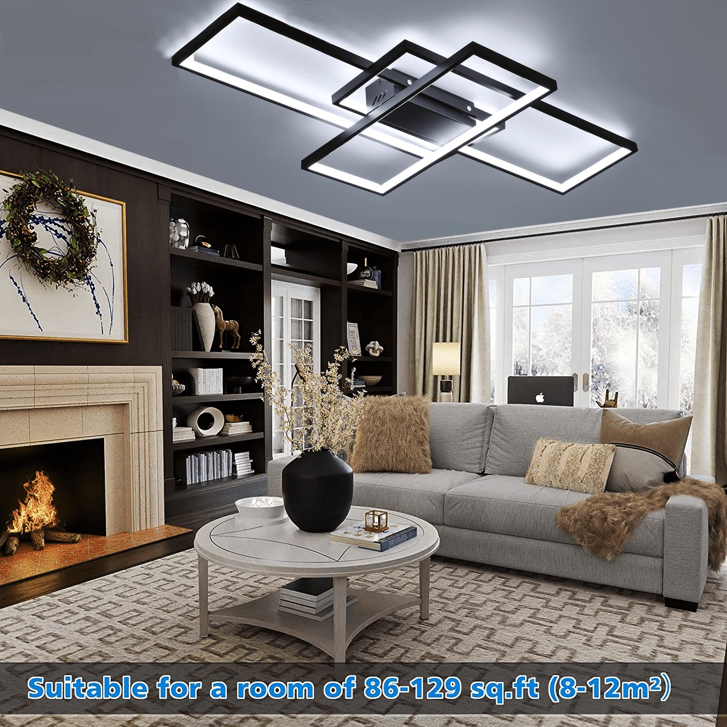 OYAJIA 60W LED Ceiling Light with Remote, Dimmable 90cm Geometric Modern Design