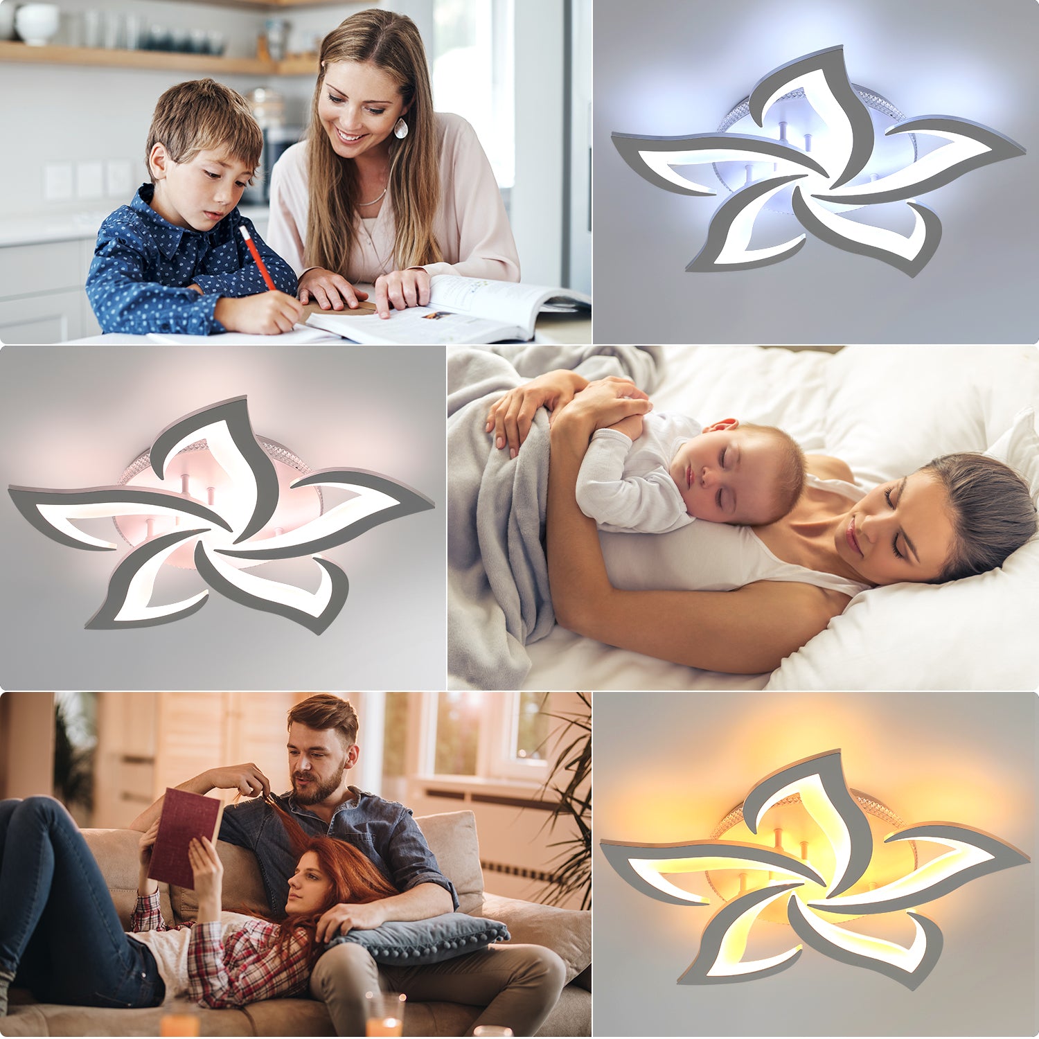 OYAJIA Dimmable RGB LED Ceiling Light with Remote, Modern Flower Design