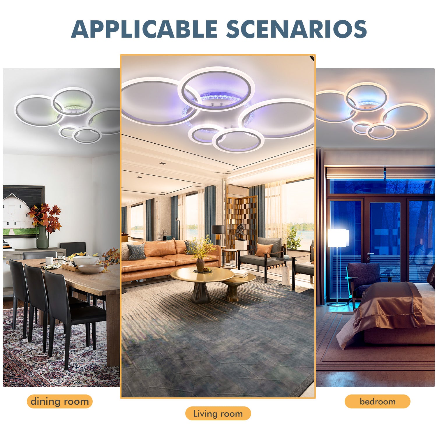 OYAJIA 80W RGB LED Ceiling Light with Remote, Dimmable Modern Flower Design