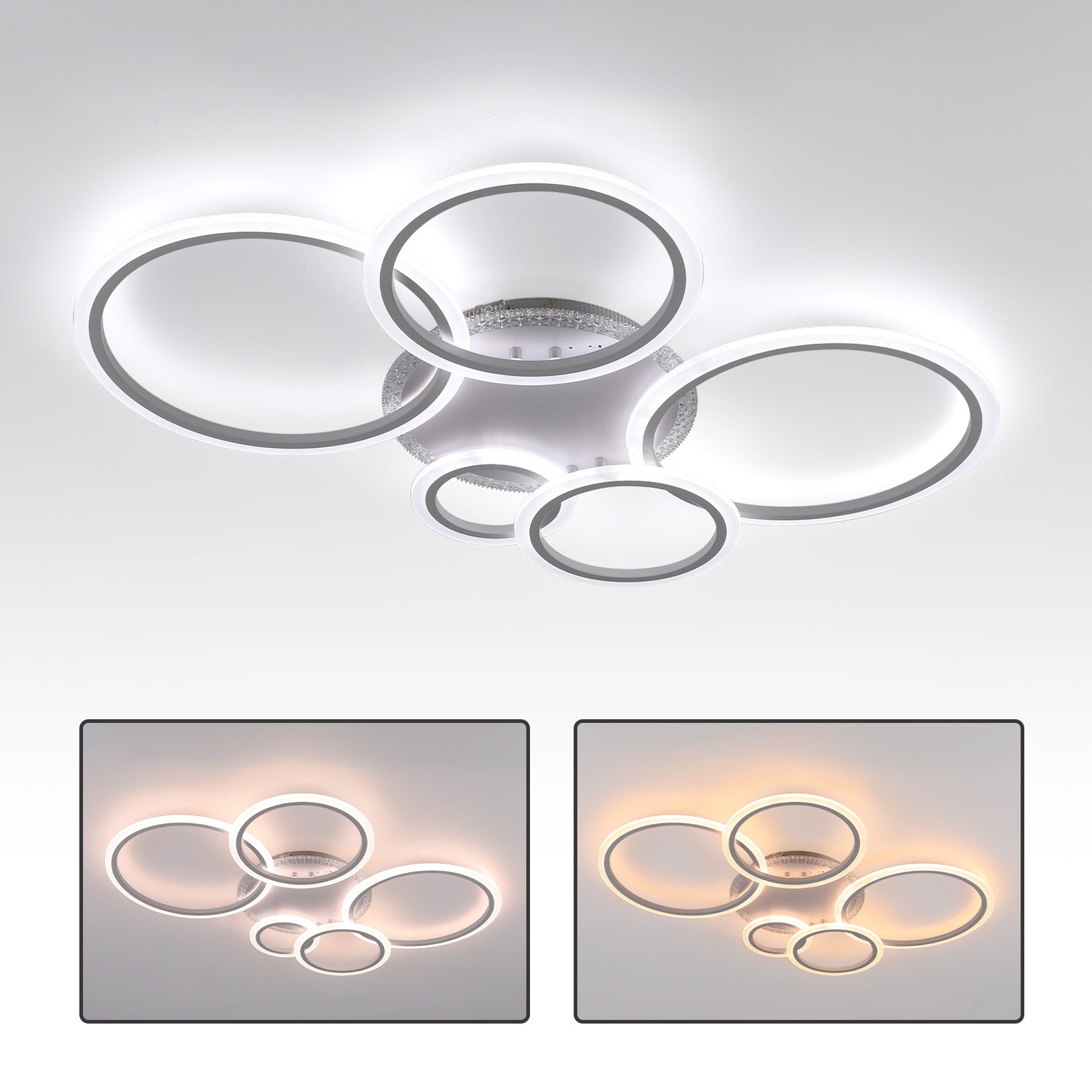 OYAJIA 80W RGB LED Ceiling Light with Remote, Dimmable Modern Flower Design