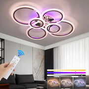 OYAJIA 46W RGB LED Ceiling Light with Remote, Six-Ring Crystal Effect Design