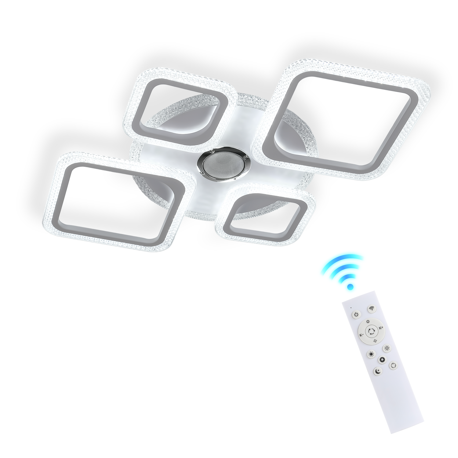 OYAJIA 50W RGB LED Ceiling Light with Remote, Dimmable 4-Ring Modern Design