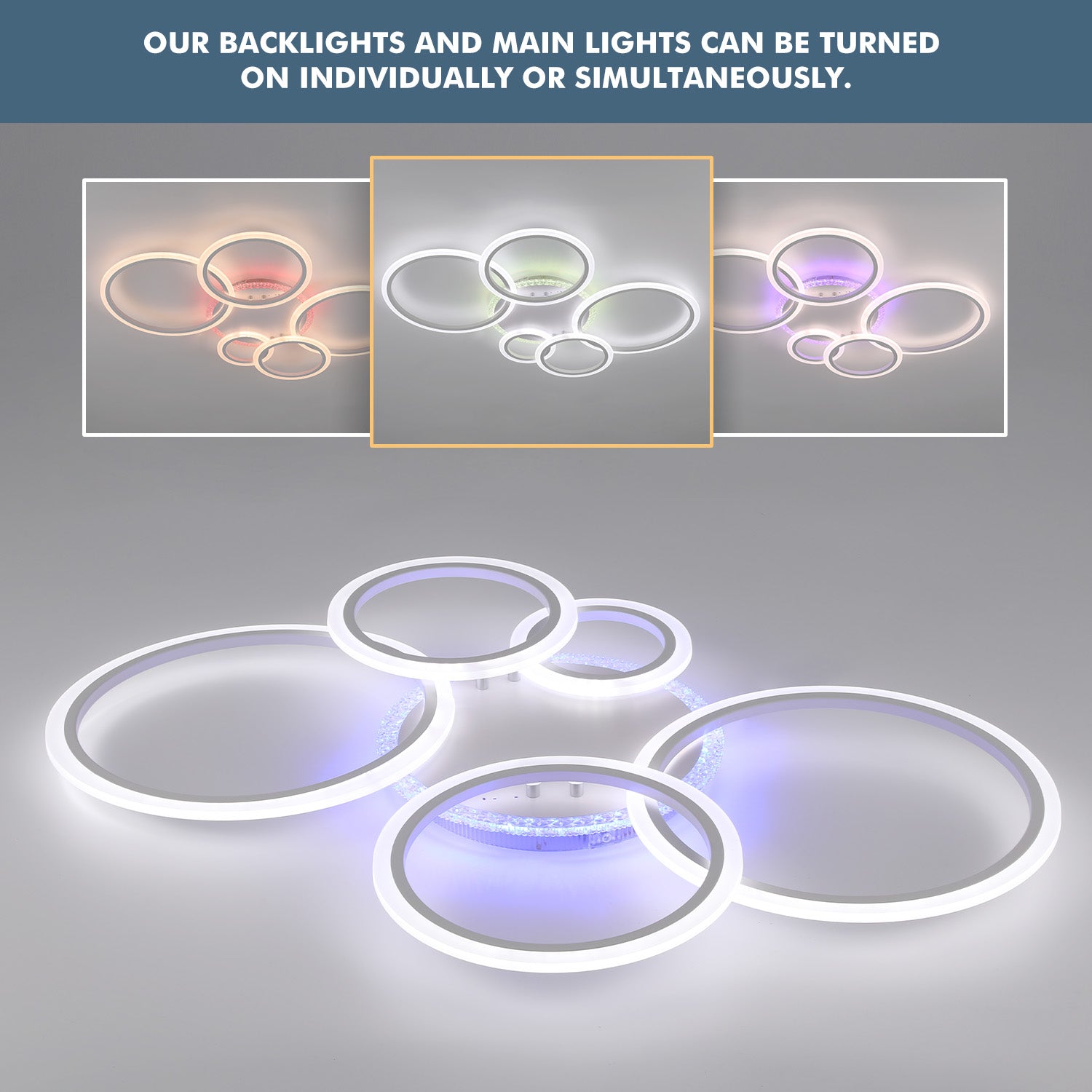 OYAJIA 80W RGB LED Ceiling Light with Remote, Dimmable Modern Flower Design