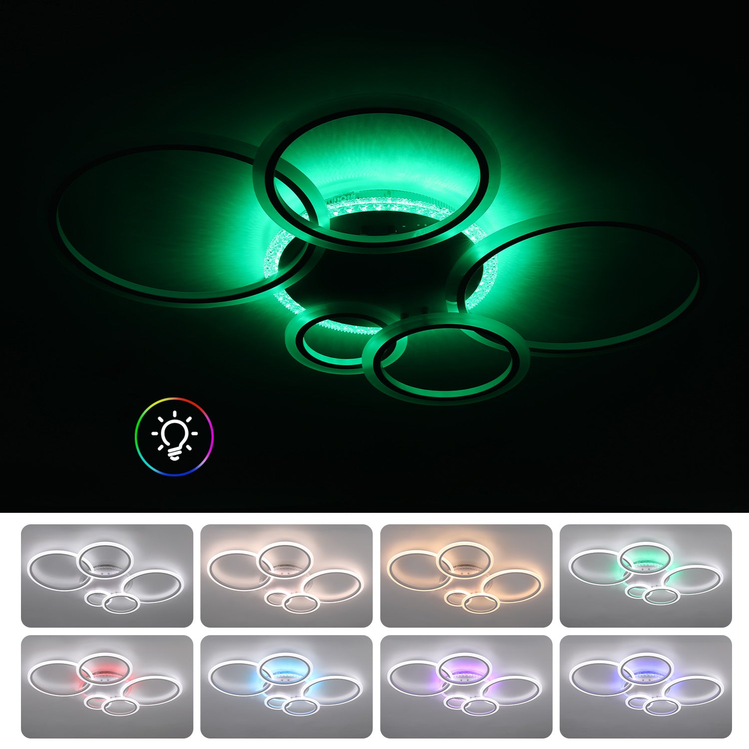 OYAJIA 80W RGB LED Ceiling Light with Remote, Dimmable Modern Flower Design