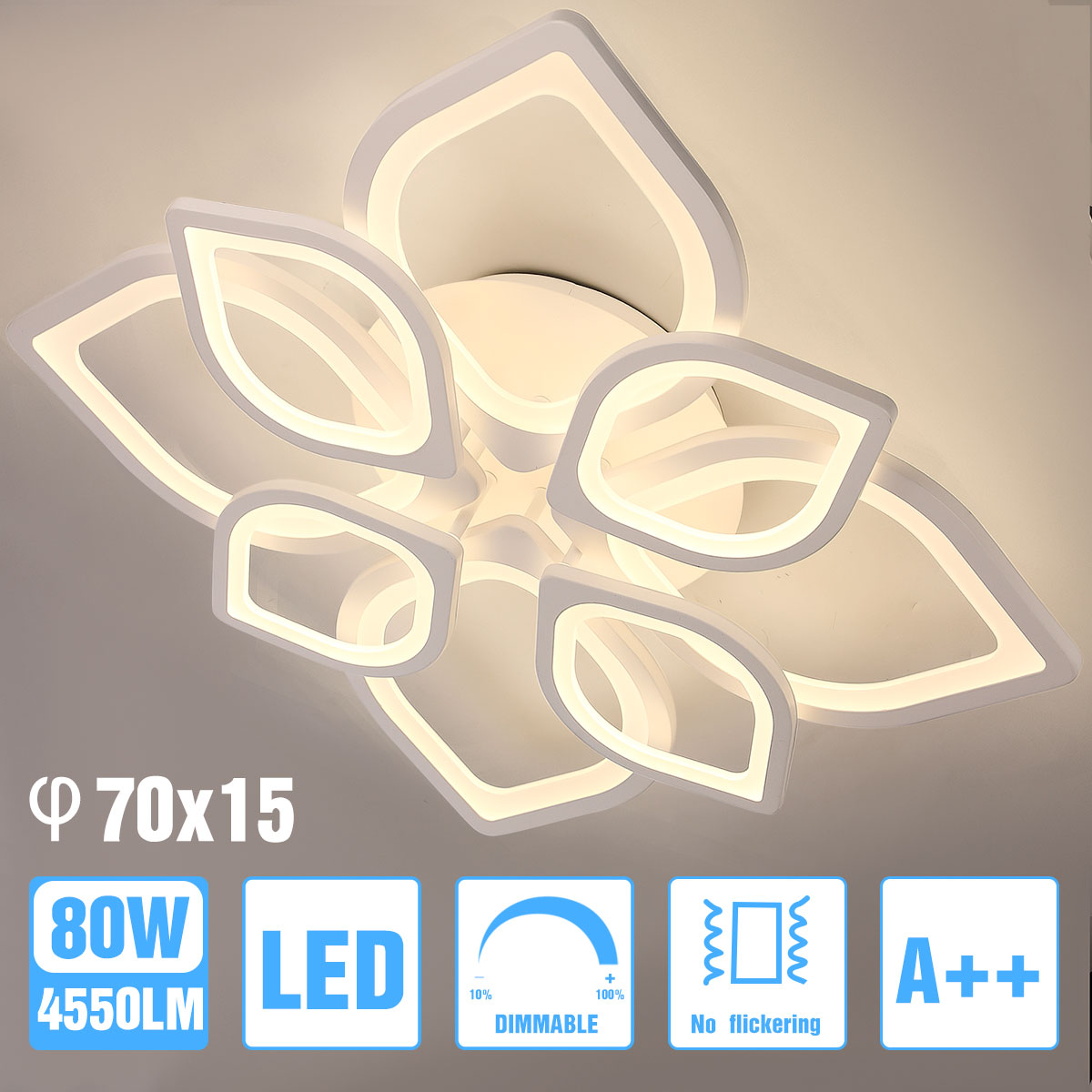 OYAJIA 44W Modern LED Ceiling Light, Dimmable Flower Design with Remote