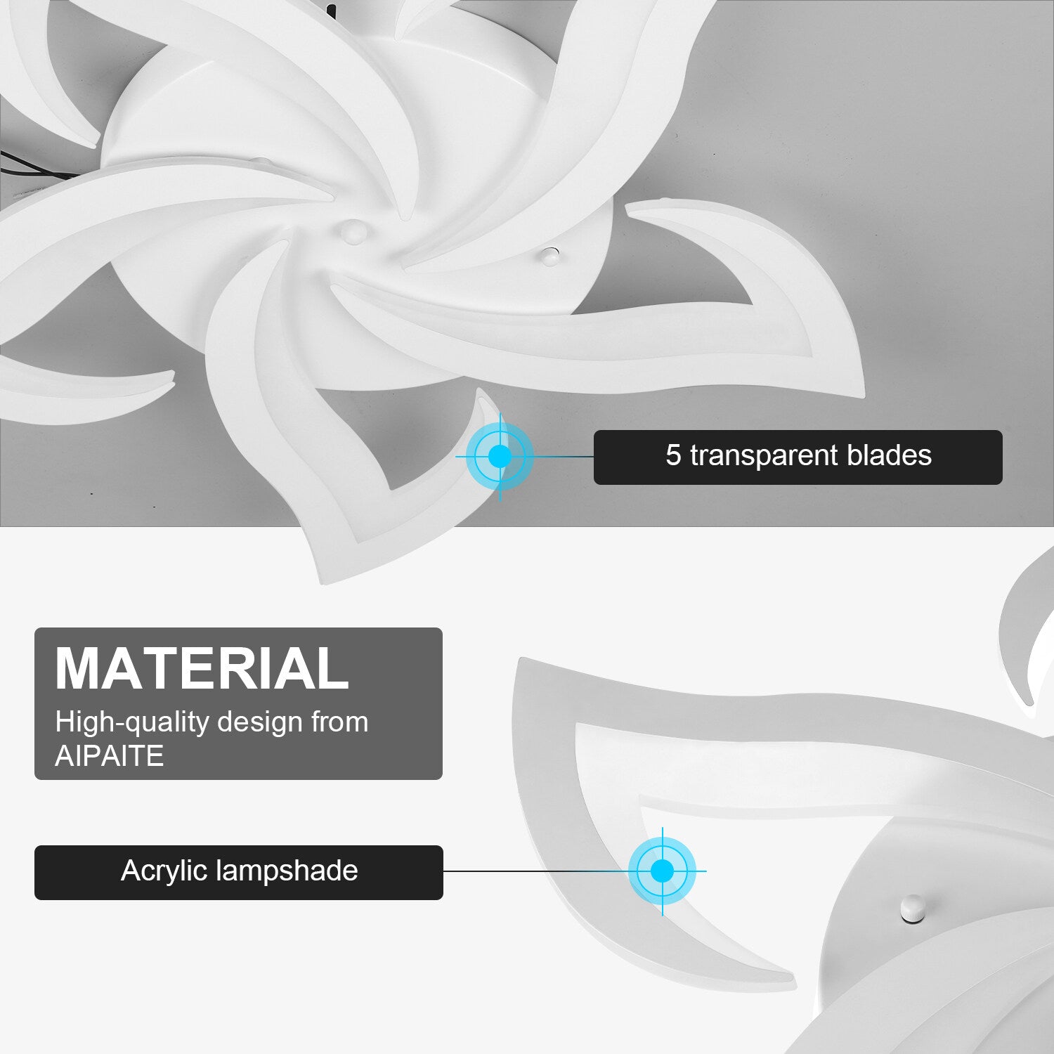 OYAJIA 50W LED Ceiling Light with Remote, Dimmable 3-Color Temperature Modern Flower Design