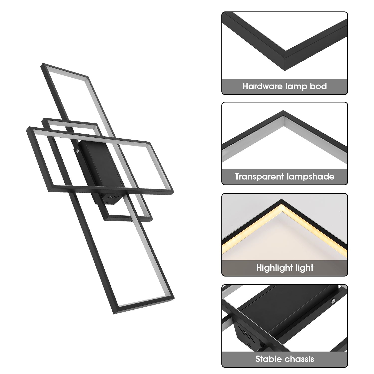 OYAJIA 60W LED Ceiling Light with Remote, Dimmable 90cm Geometric Modern Design