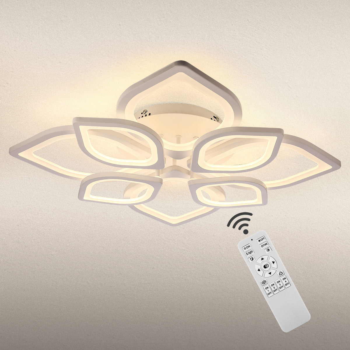 OYAJIA 44W Modern LED Ceiling Light, Dimmable Flower Design with Remote