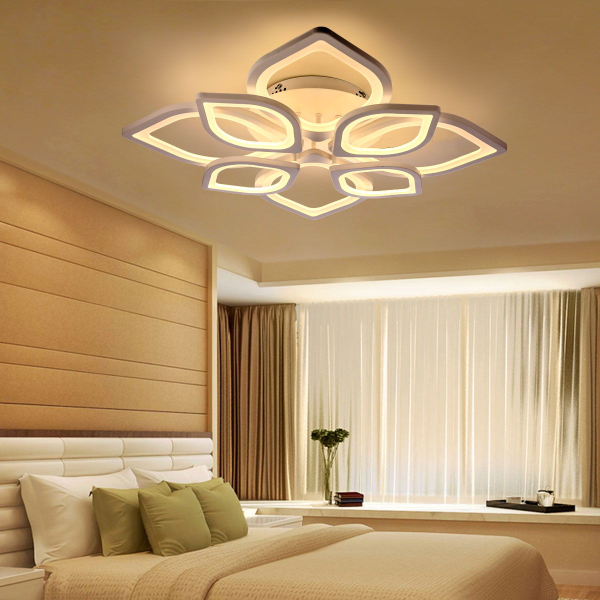OYAJIA 44W Modern LED Ceiling Light, Dimmable Flower Design with Remote