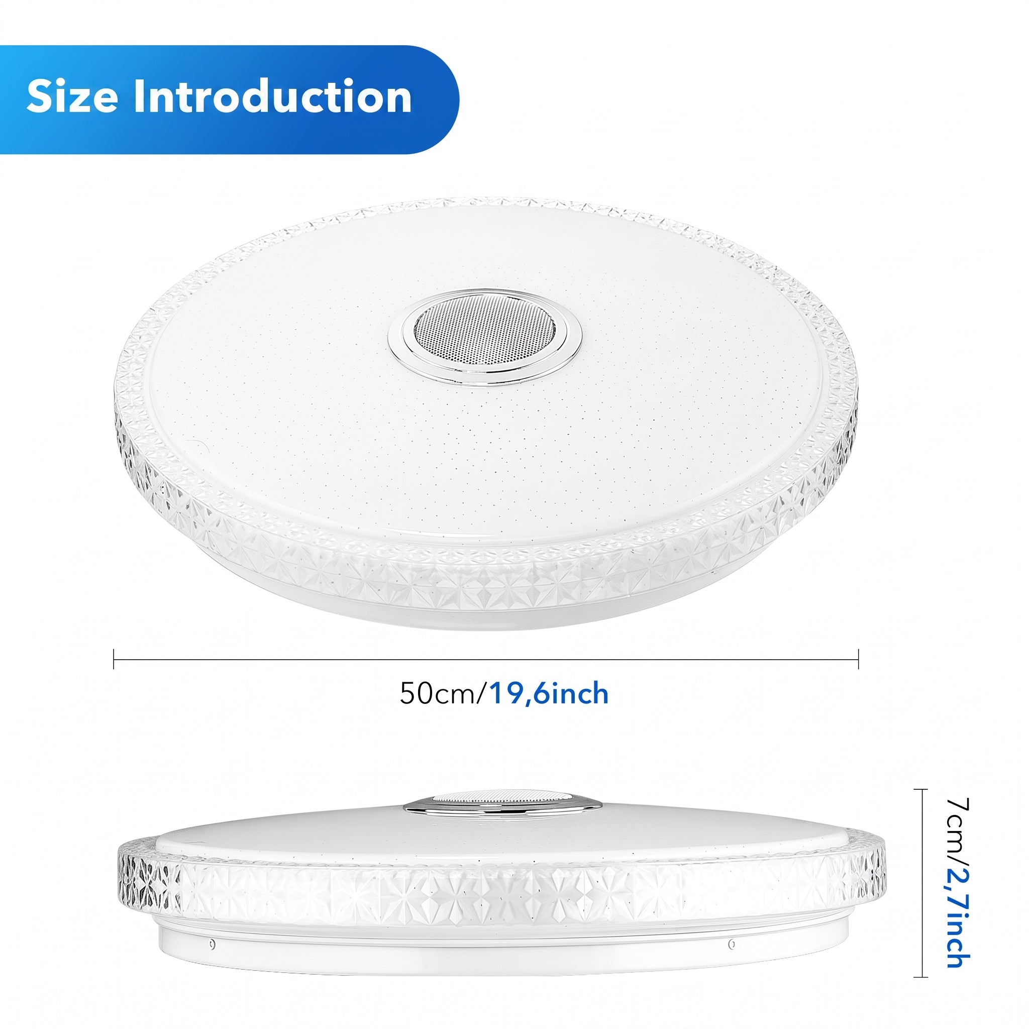 OYAJIA 60W LED Ceiling Light with Bluetooth Speaker, RGB, App and Remote Control