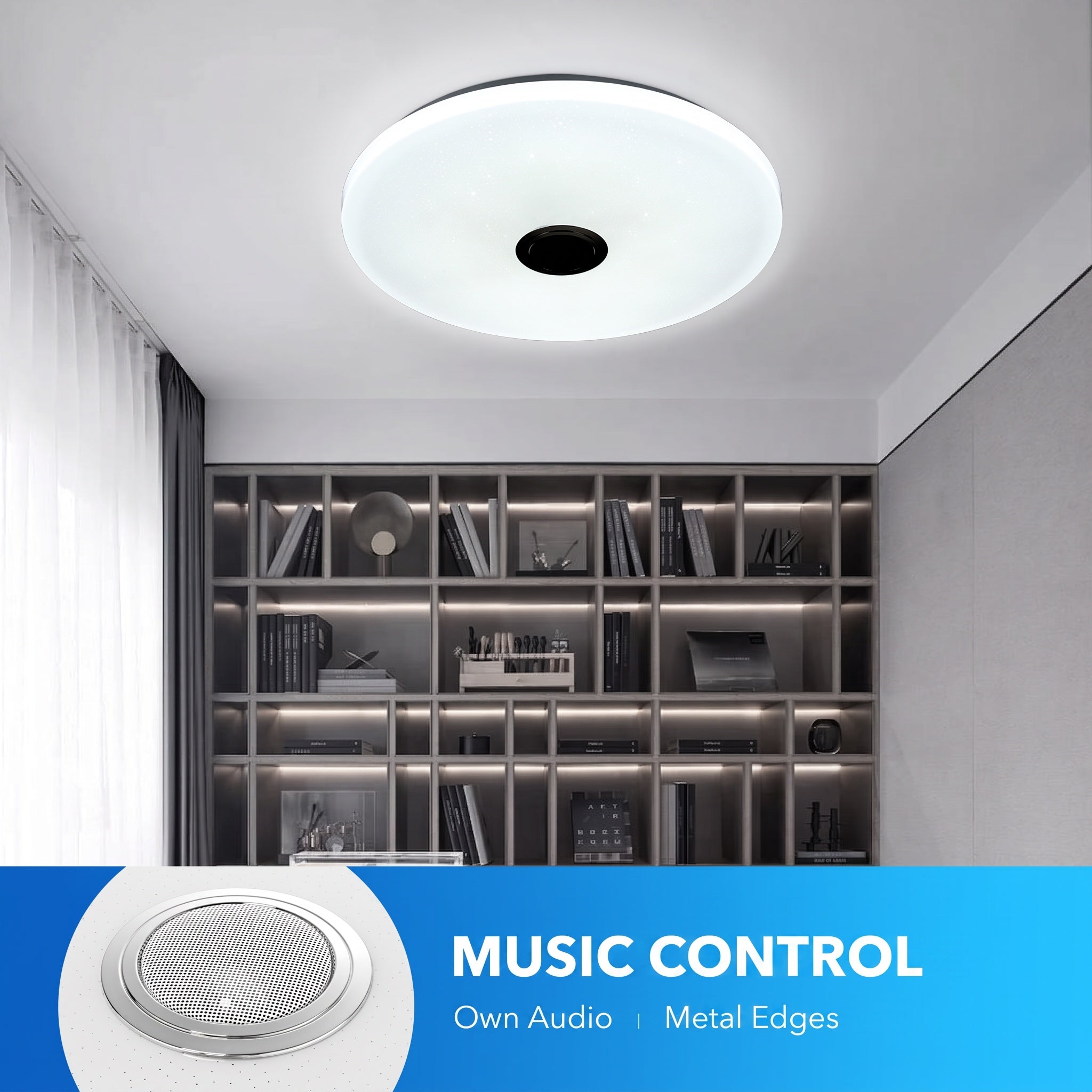 OYAJIA 60W LED Ceiling Light with Bluetooth Speaker, RGB, App and Remote Control