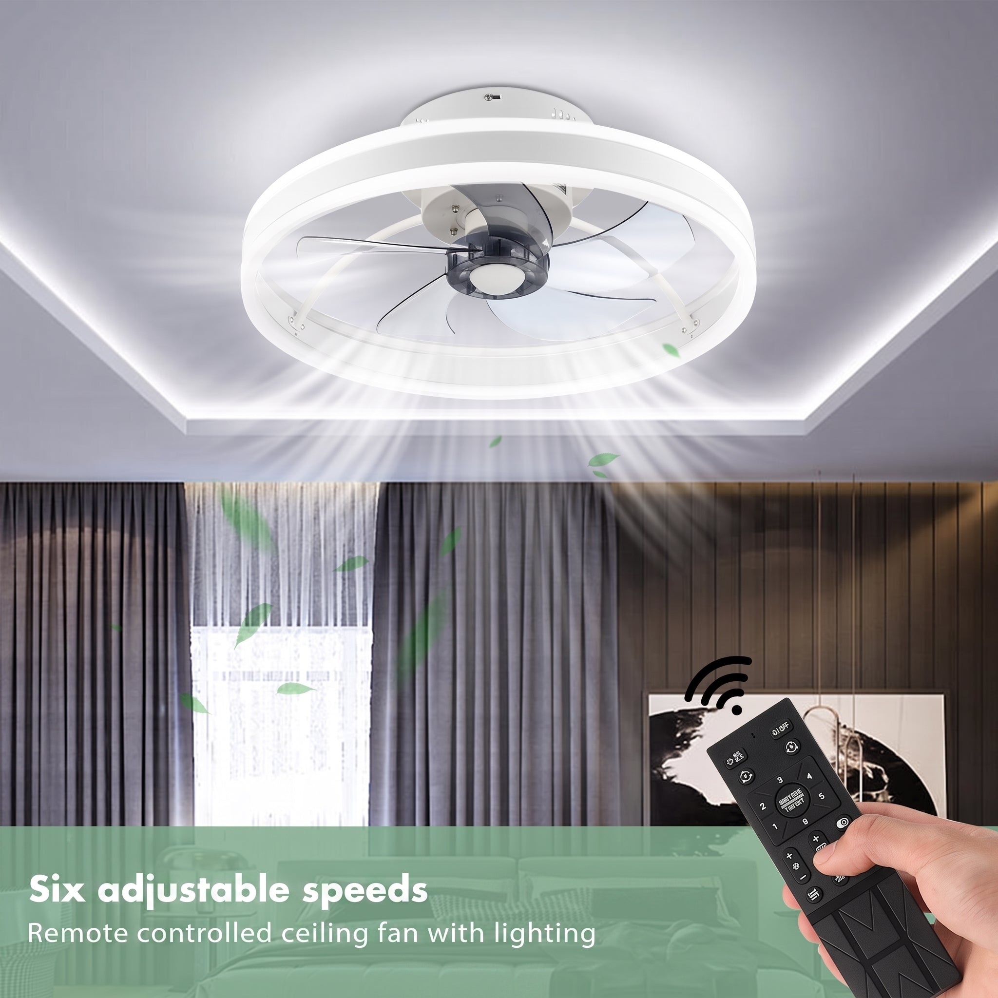OYAJIA 35W Ceiling Fan with Dimmable LED Light