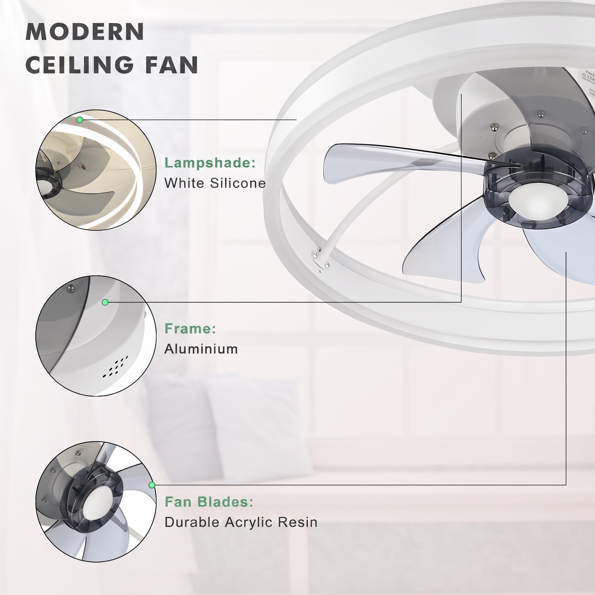 OYAJIA 35W Ceiling Fan with Dimmable LED Light