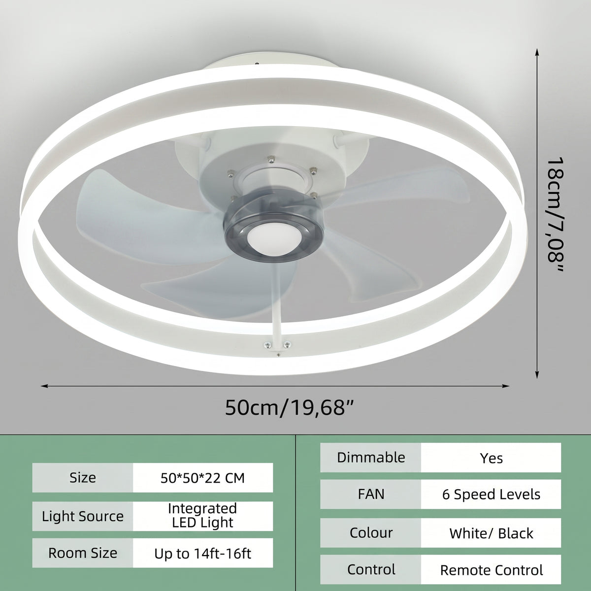 OYAJIA 35W Ceiling Fan with Dimmable LED Light