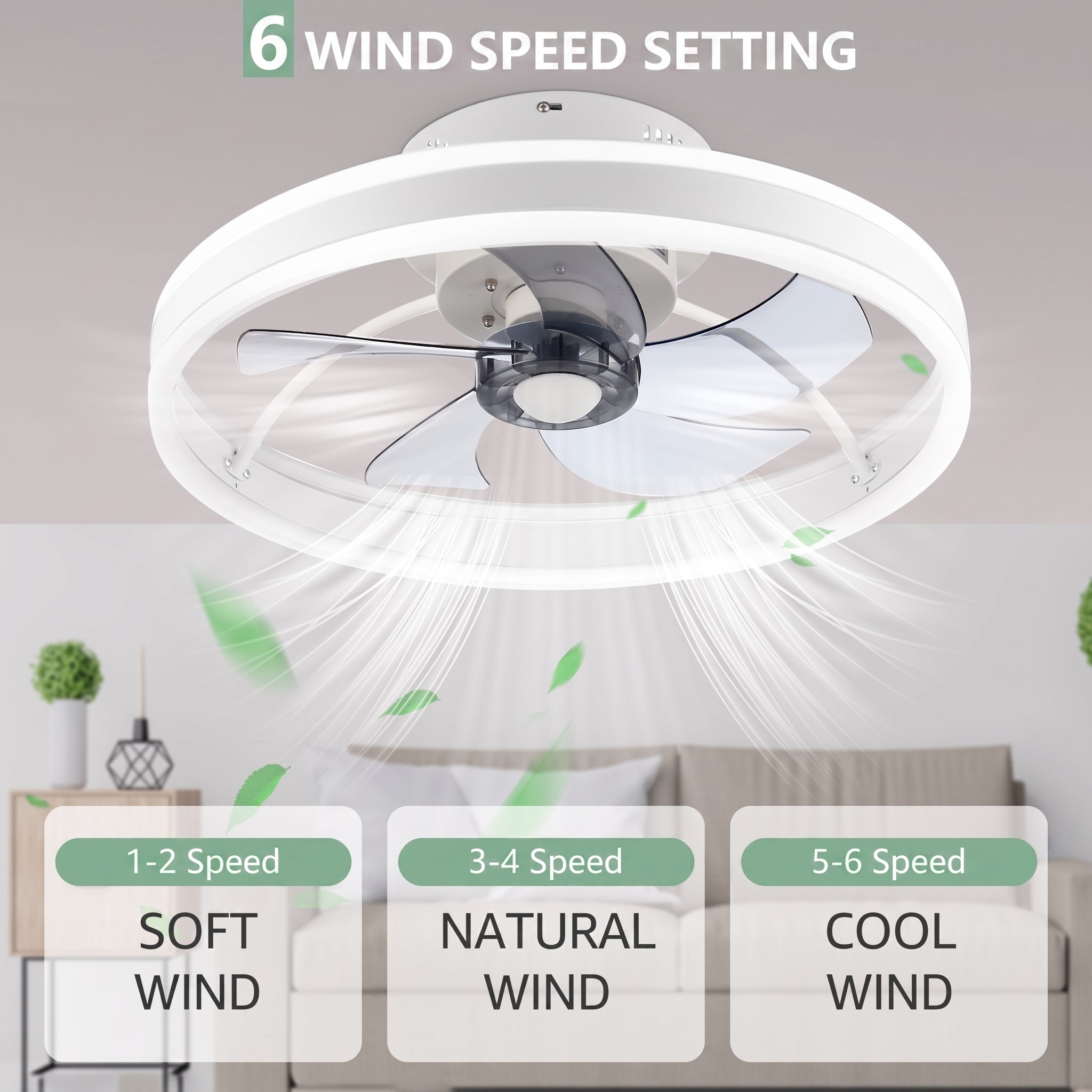 OYAJIA 35W Ceiling Fan with Dimmable LED Light