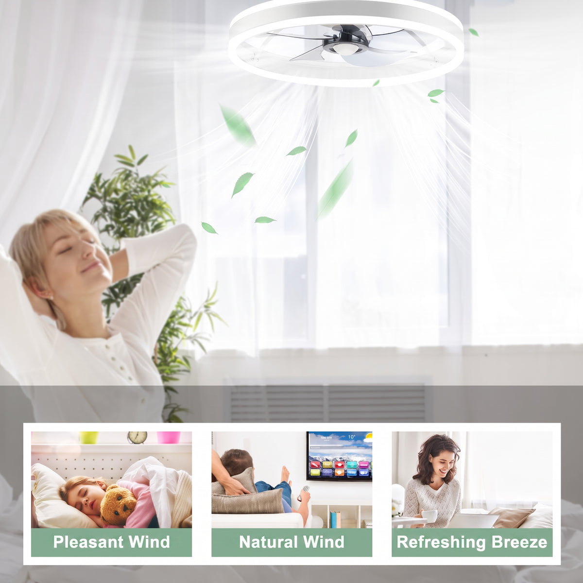 OYAJIA 35W Ceiling Fan with Dimmable LED Light