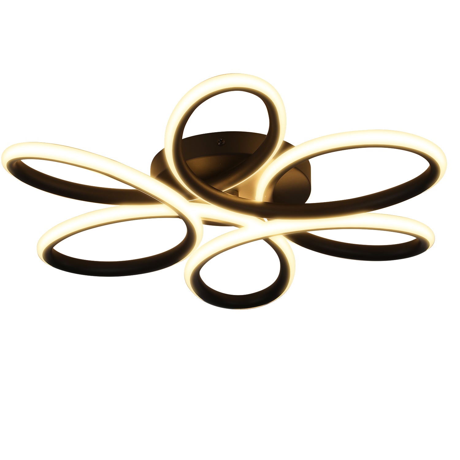 OYAJIA Modern Black Flower Ceiling Light, Integrated LED 3000K Warm White