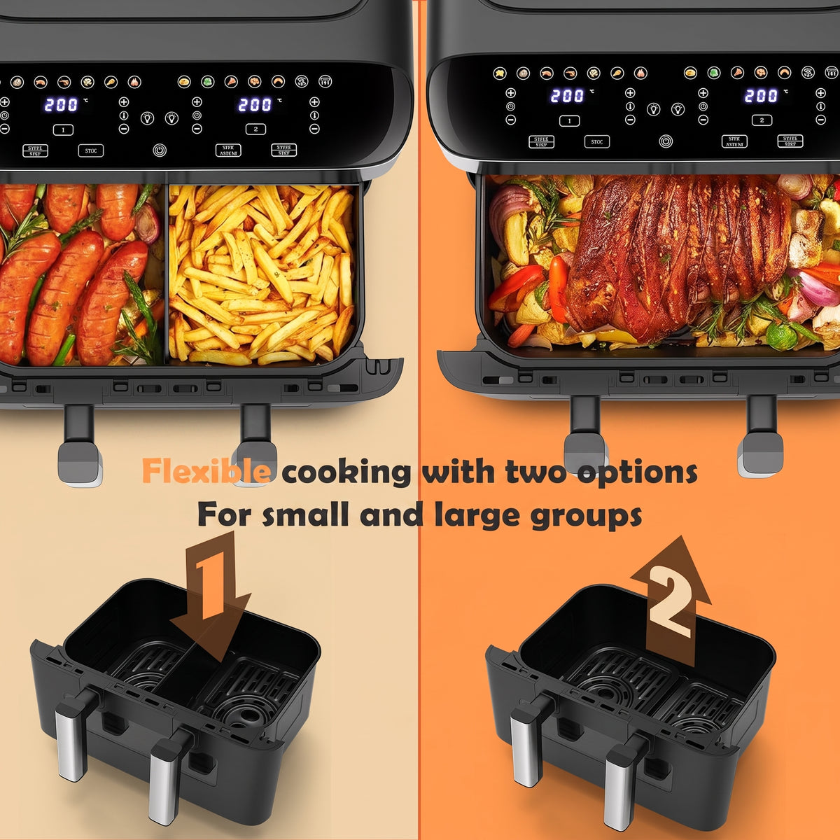 OYAJIA 10L Dual zone air fryer with window