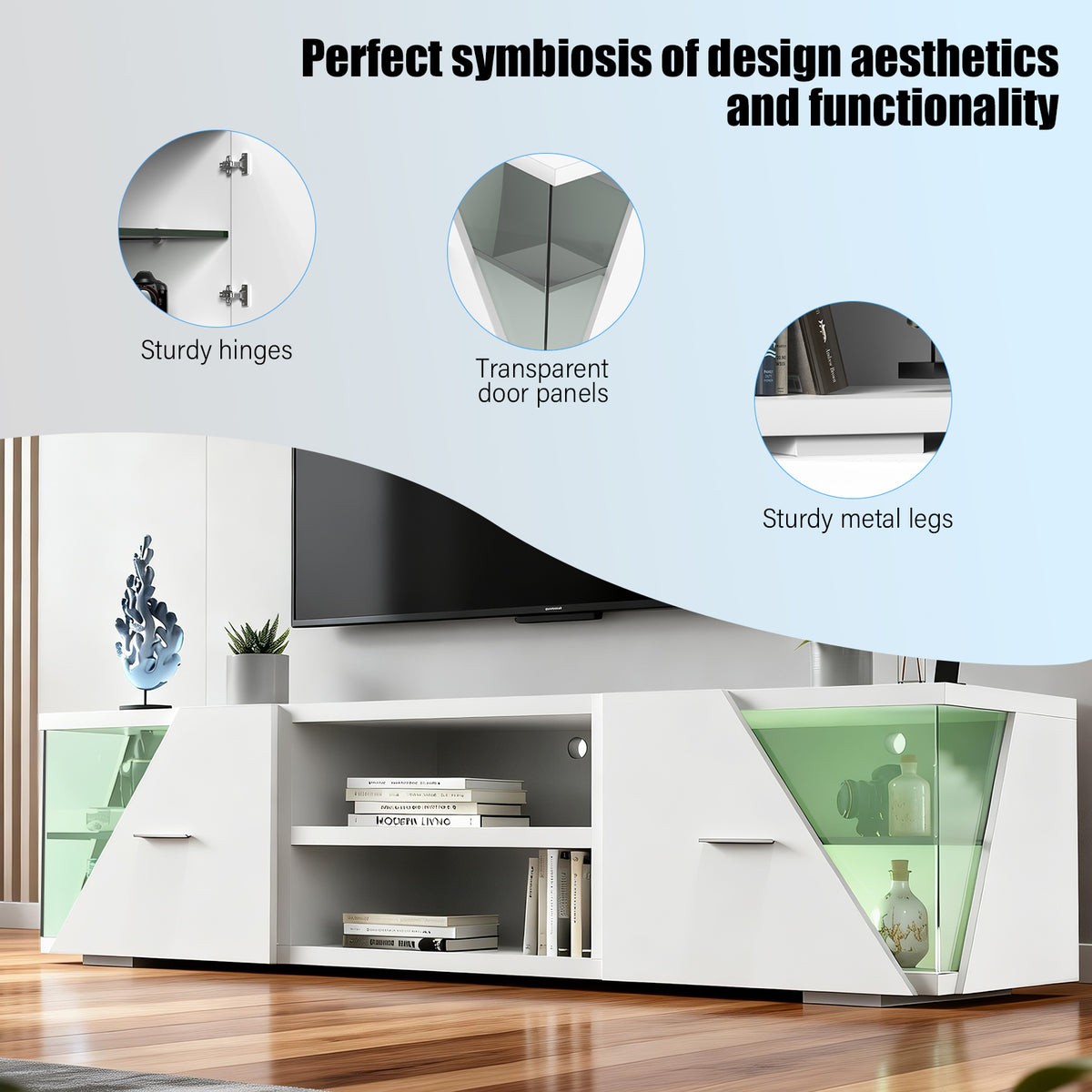 OYAJIA 150cm TV Stand with LED Lights